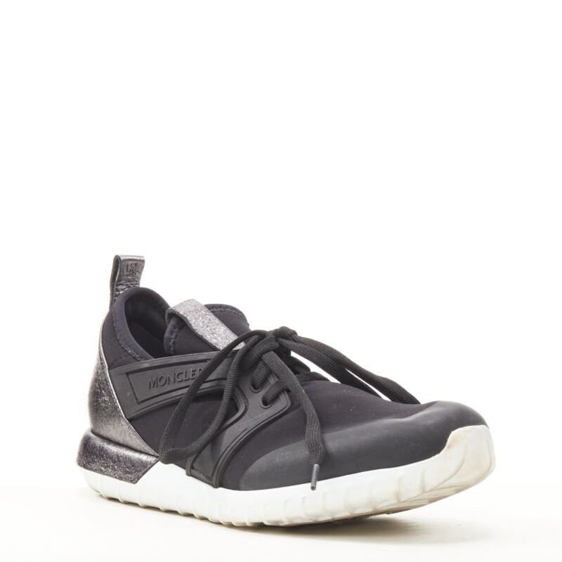 Moncler MONCLER black neoprene plastic caged metallic leather heel sports sneaker EU37 Size US 7 / IT 37 - 2 Thumbnail