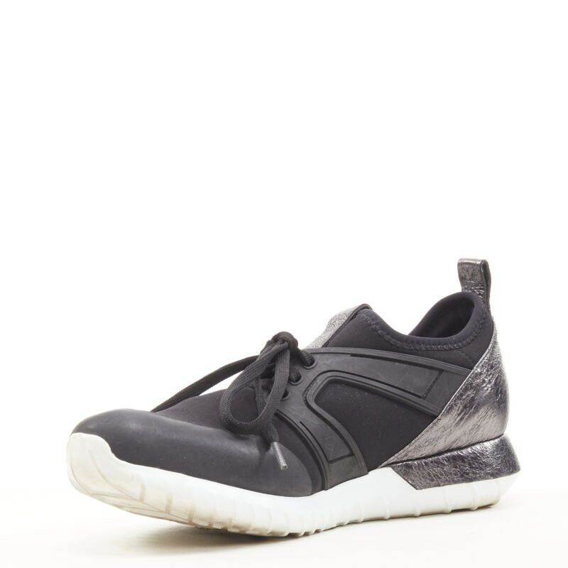 Moncler MONCLER black neoprene plastic caged metallic leather heel sports sneaker EU37 Size US 7 / IT 37 - 3 Thumbnail