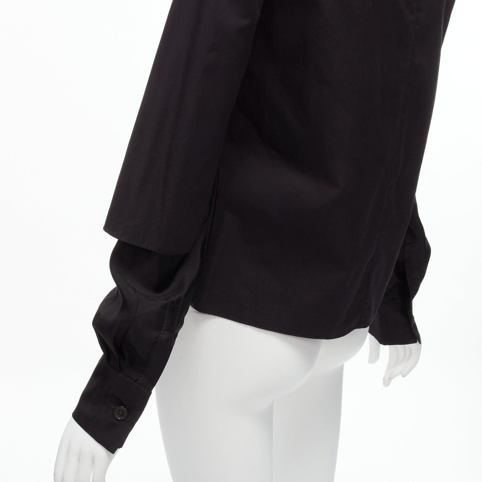 Marni new MARNI black cotton layered sleeves minimal crew neck blouse top FR36 S Size S / US 4 / IT 40 - 7 Thumbnail