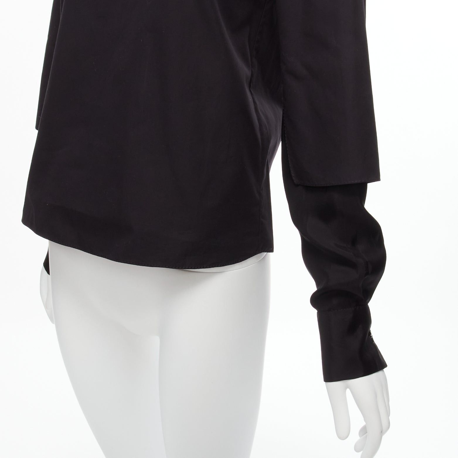 Marni new MARNI black cotton layered sleeves minimal crew neck blouse top FR36 S Size S / US 4 / IT 40 - 2 Thumbnail