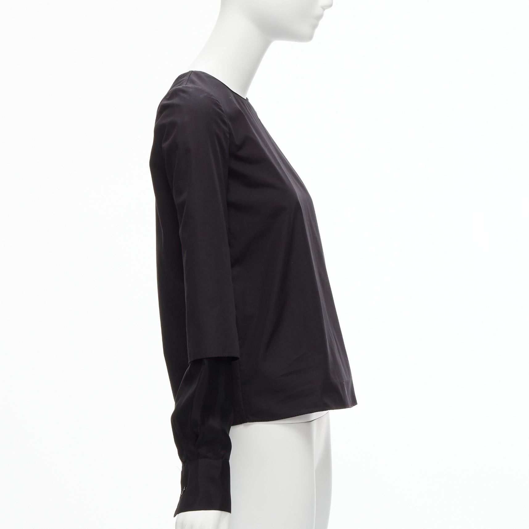 Marni new MARNI black cotton layered sleeves minimal crew neck blouse top FR36 S Size S / US 4 / IT 40 - 4 Thumbnail