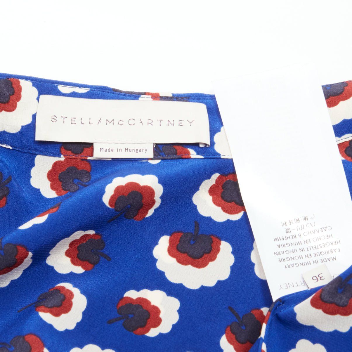 Stella McCartney STELLA MCCARTNEY 2014 100% silk blue red white floral print bishop sleeve shirt IT36 S Size XS / US 0-2 / IT 36-38 - 9 Thumbnail