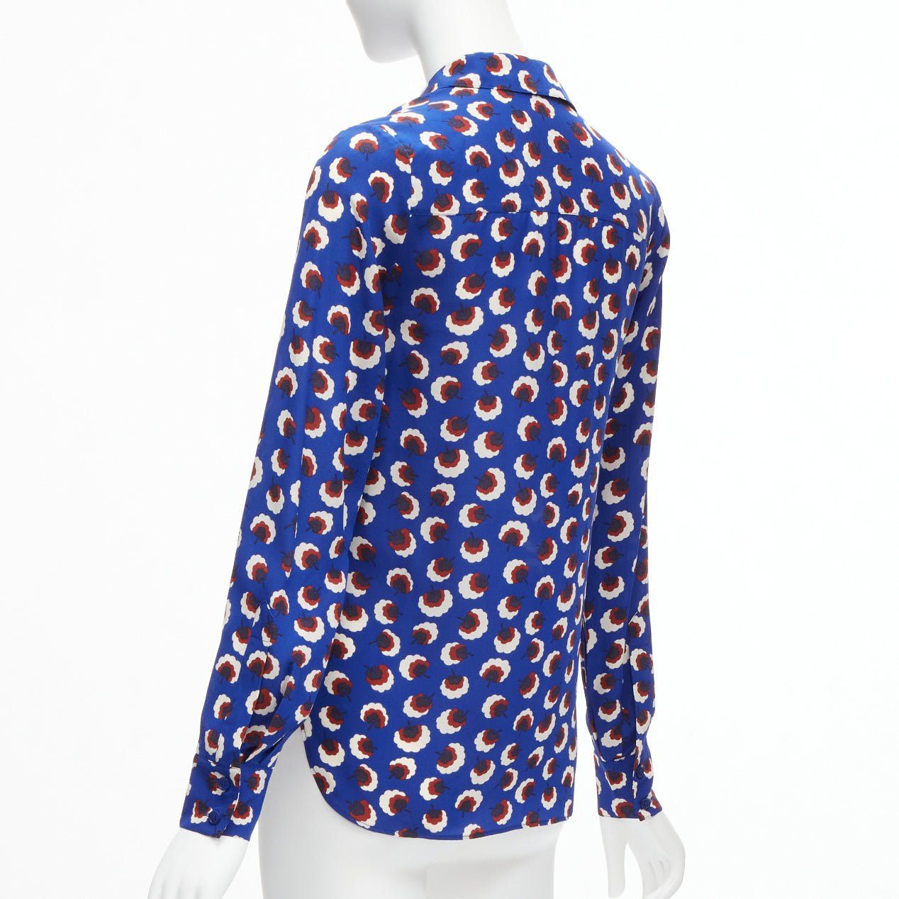 Stella McCartney STELLA MCCARTNEY 2014 100% silk blue red white floral print bishop sleeve shirt IT36 S Size XS / US 0-2 / IT 36-38 - 6 Thumbnail