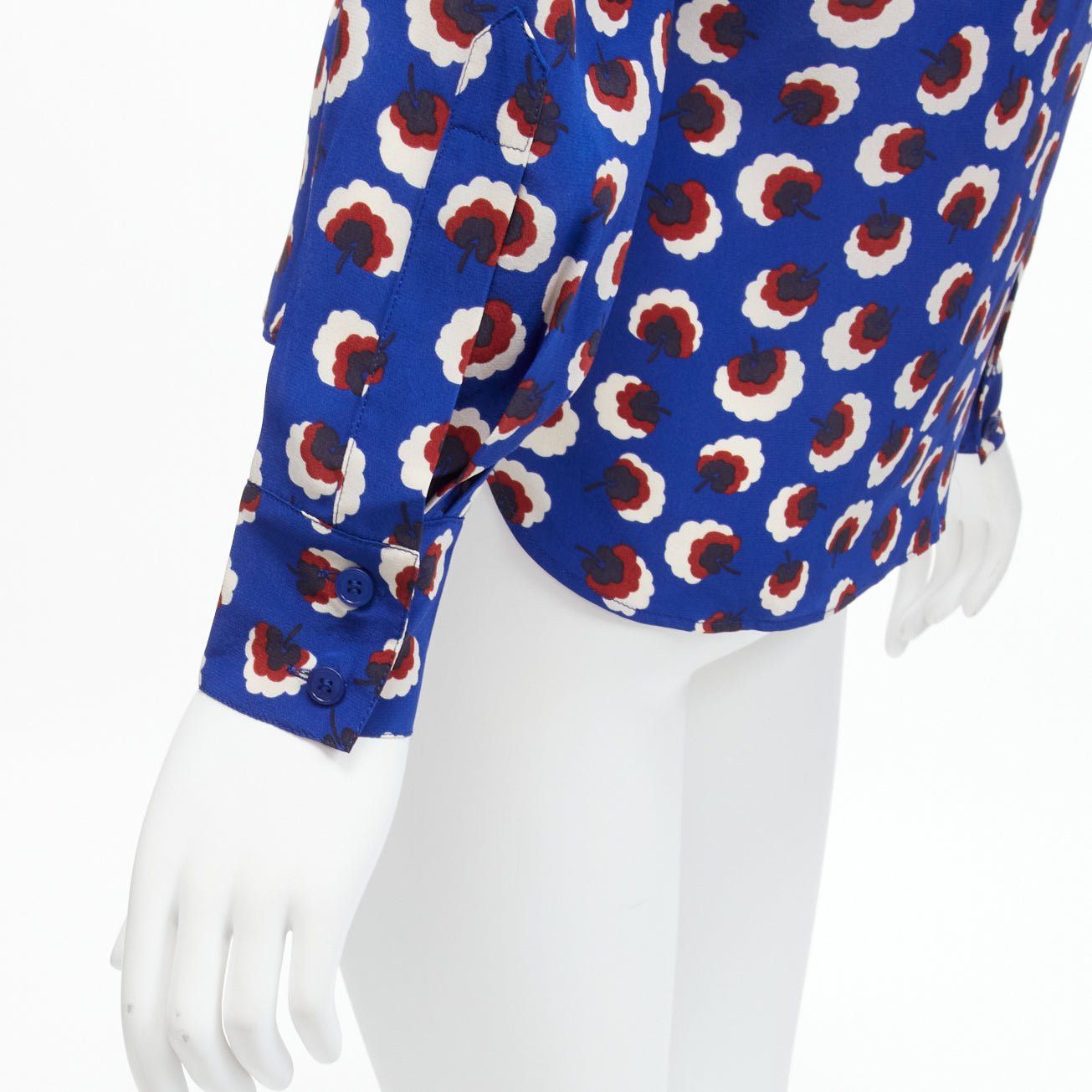 Stella McCartney STELLA MCCARTNEY 2014 100% silk blue red white floral print bishop sleeve shirt IT36 S Size XS / US 0-2 / IT 36-38 - 8 Thumbnail