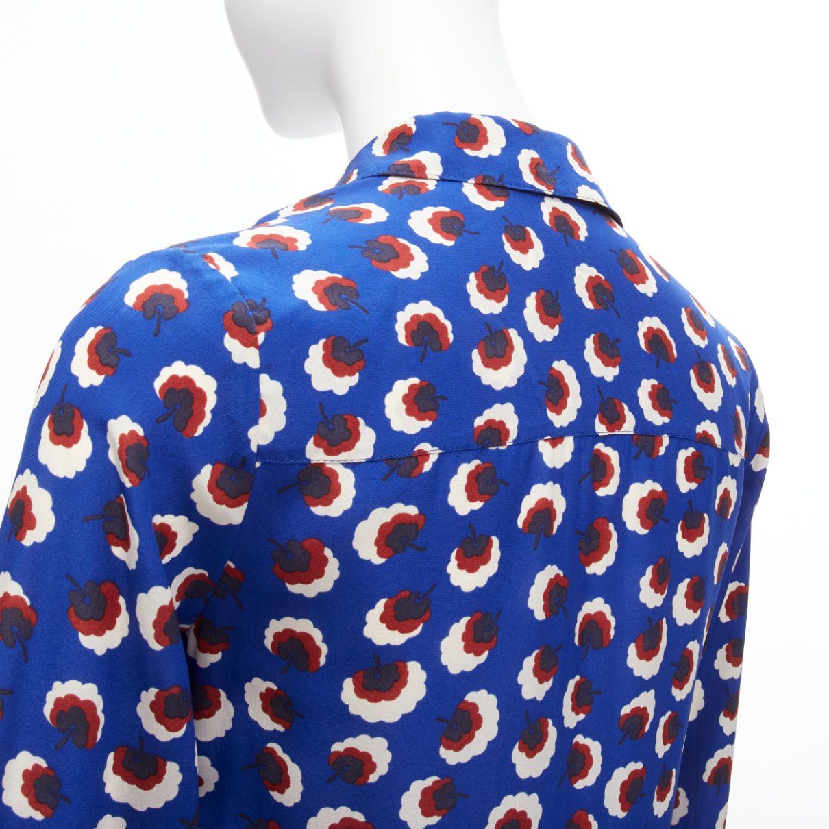 Stella McCartney STELLA MCCARTNEY 2014 100% silk blue red white floral print bishop sleeve shirt IT36 S Size XS / US 0-2 / IT 36-38 - 7 Thumbnail