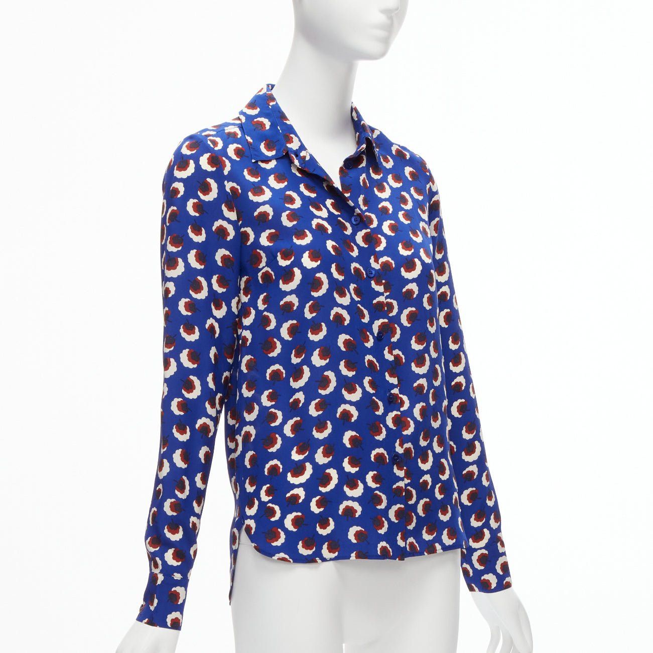 Stella McCartney STELLA MCCARTNEY 2014 100% silk blue red white floral print bishop sleeve shirt IT36 S Size XS / US 0-2 / IT 36-38 - 3 Thumbnail