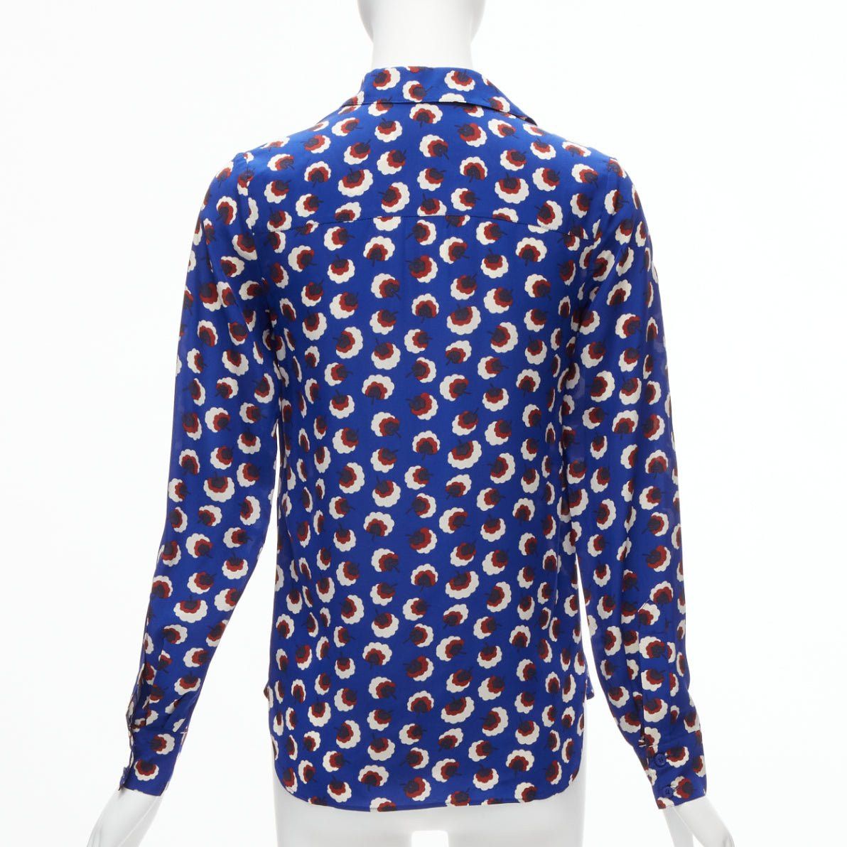 Stella McCartney STELLA MCCARTNEY 2014 100% silk blue red white floral print bishop sleeve shirt IT36 S Size XS / US 0-2 / IT 36-38 - 5 Thumbnail