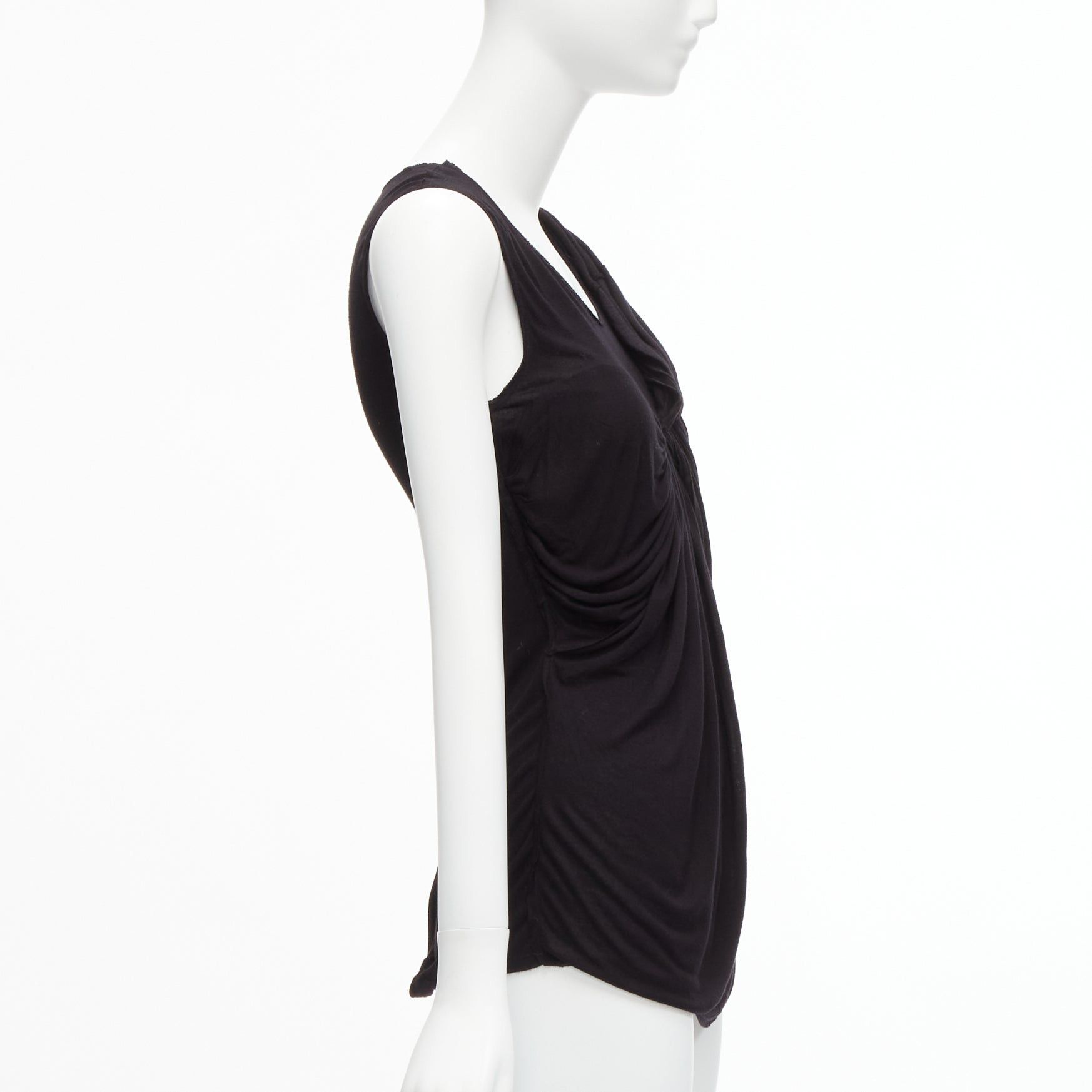 Lanvin LANVIN black asymmetric draped bust scoop neck sleeveless tank top FR32 XXS Size XS / US 0-2 / IT 36-38 - 4 Thumbnail