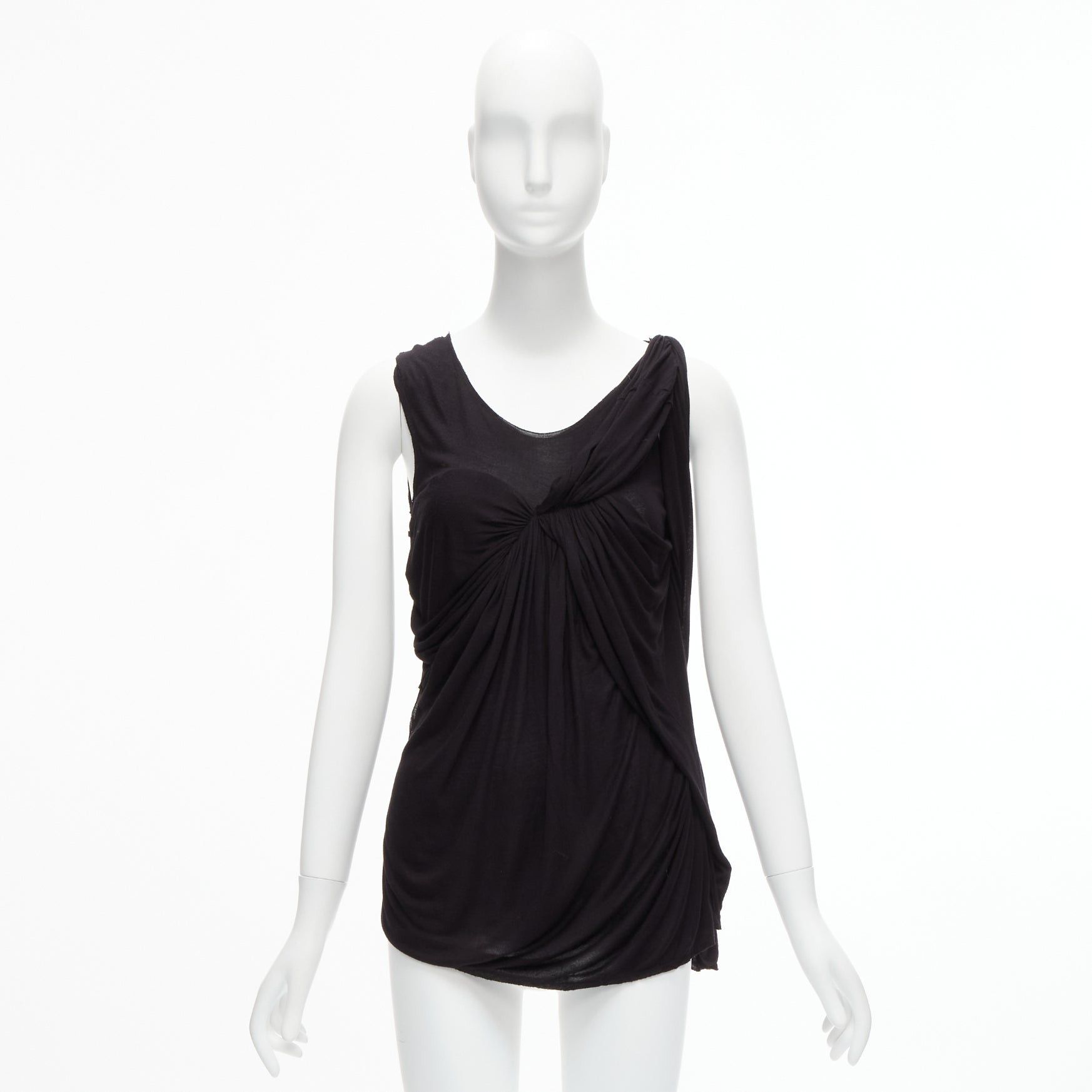 Lanvin LANVIN black asymmetric draped bust scoop neck sleeveless tank top FR32 XXS Size XS / US 0-2 / IT 36-38 - 10 Thumbnail