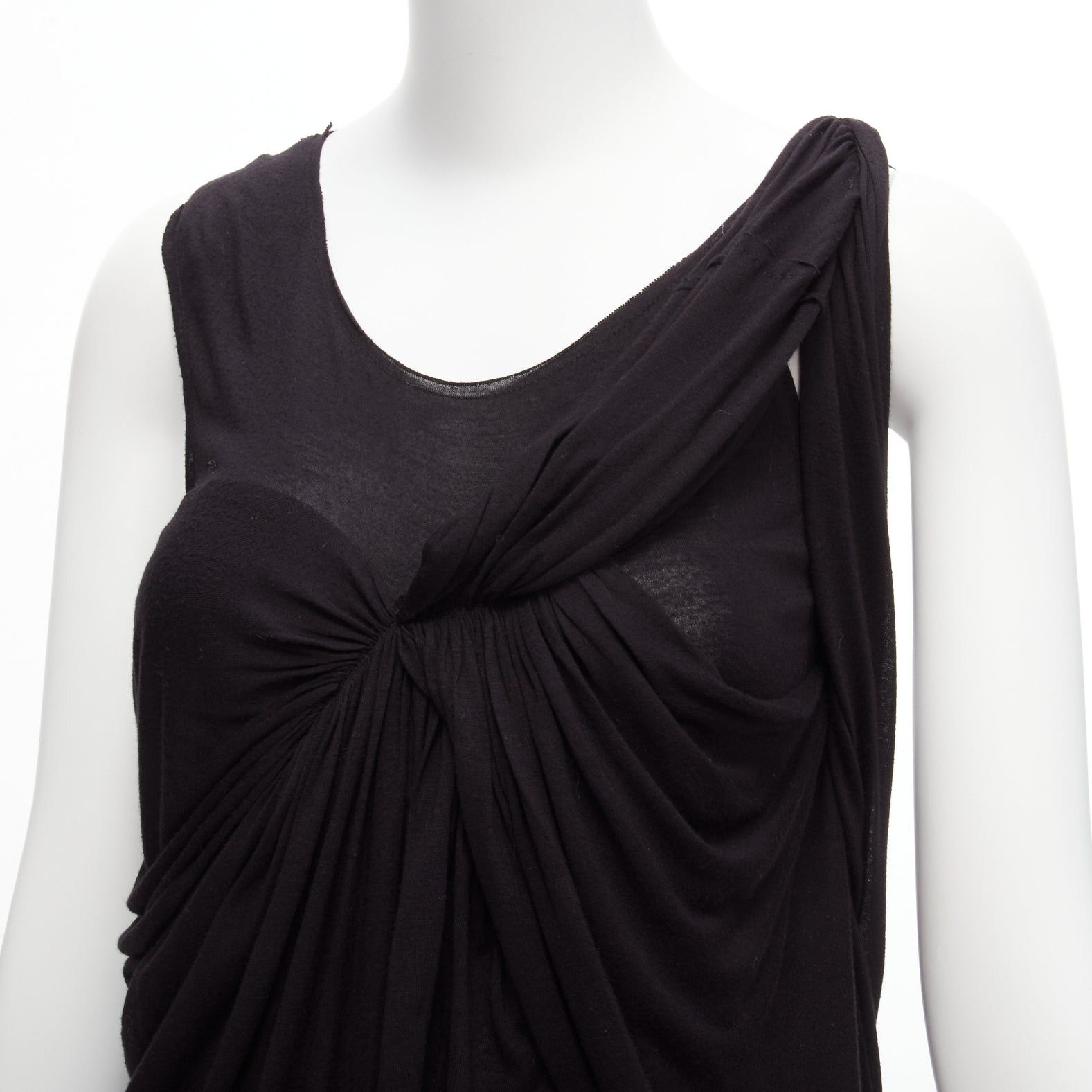Lanvin LANVIN black asymmetric draped bust scoop neck sleeveless tank top FR32 XXS Size XS / US 0-2 / IT 36-38 - 2 Thumbnail