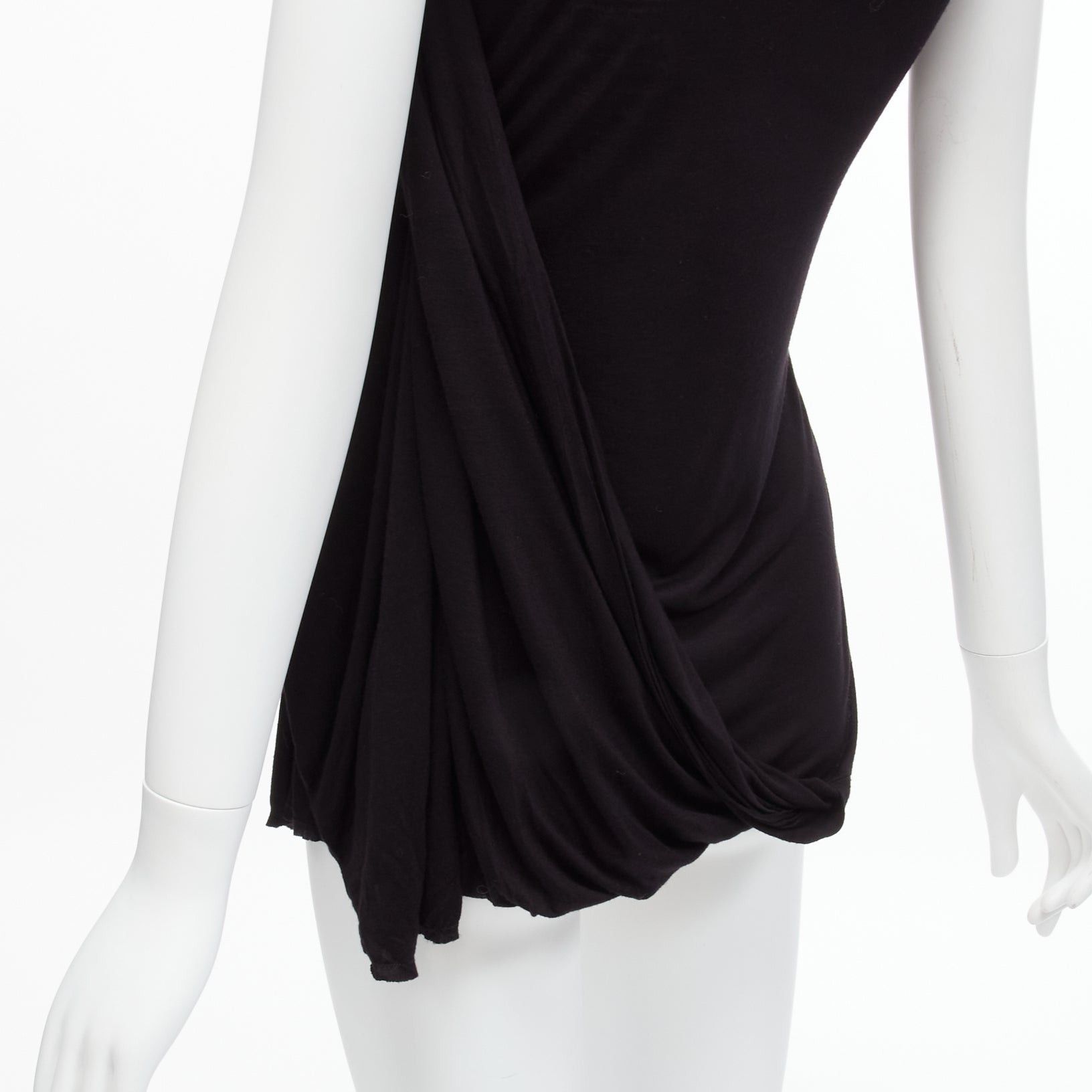 Lanvin LANVIN black asymmetric draped bust scoop neck sleeveless tank top FR32 XXS Size XS / US 0-2 / IT 36-38 - 8 Thumbnail