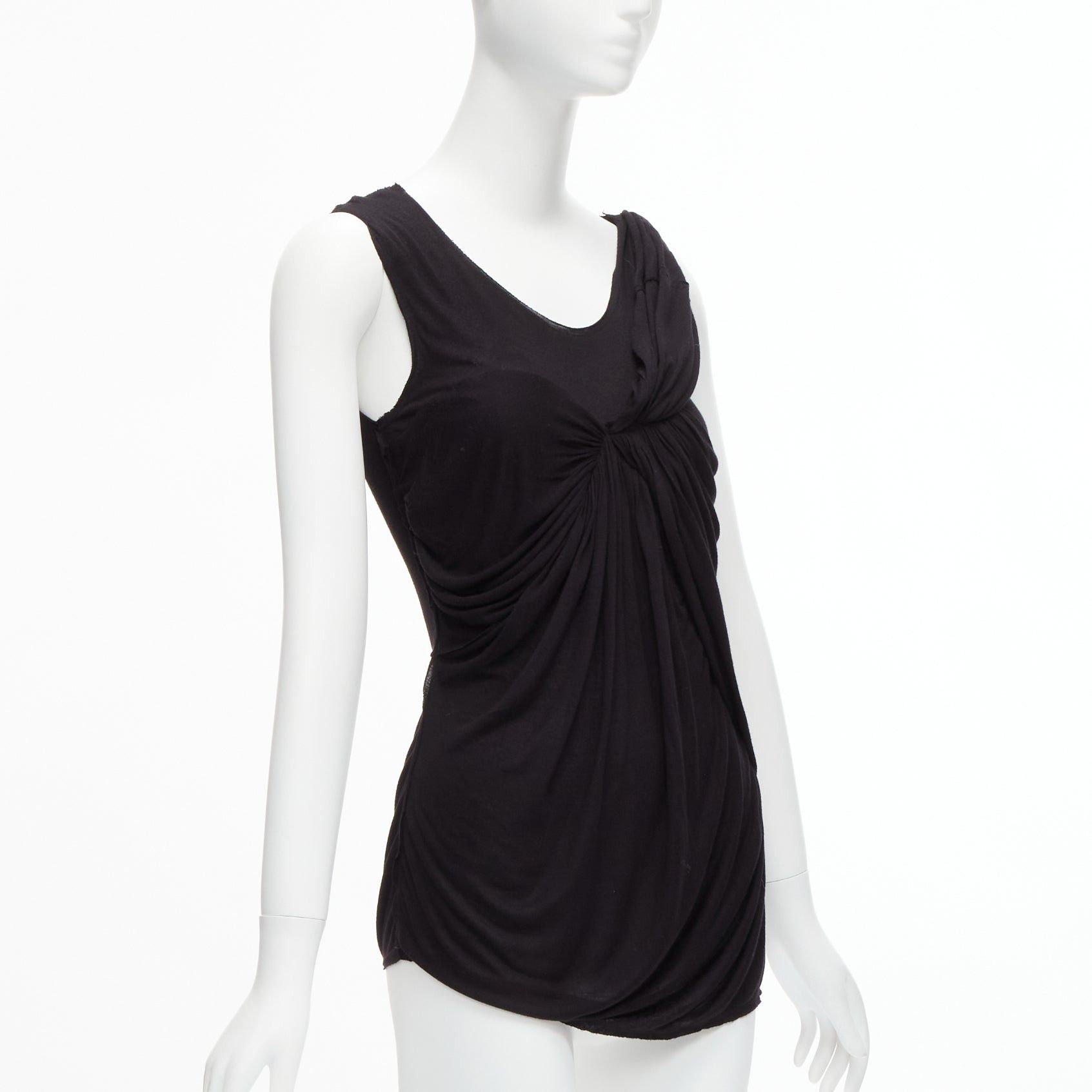 Lanvin LANVIN black asymmetric draped bust scoop neck sleeveless tank top FR32 XXS Size XS / US 0-2 / IT 36-38 - 3 Thumbnail