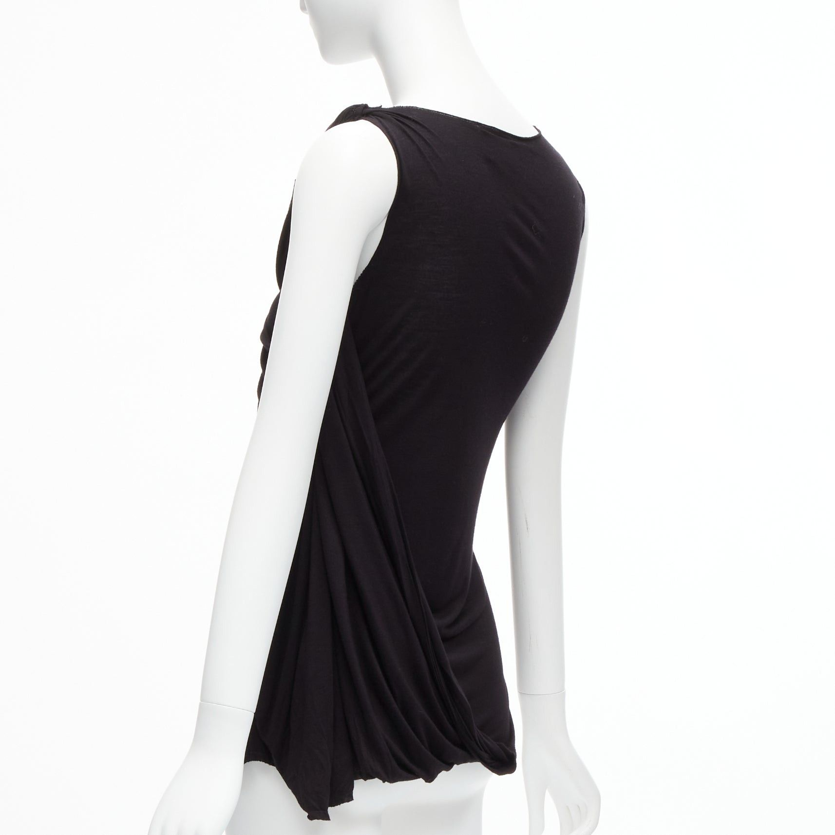 Lanvin LANVIN black asymmetric draped bust scoop neck sleeveless tank top FR32 XXS Size XS / US 0-2 / IT 36-38 - 6 Thumbnail