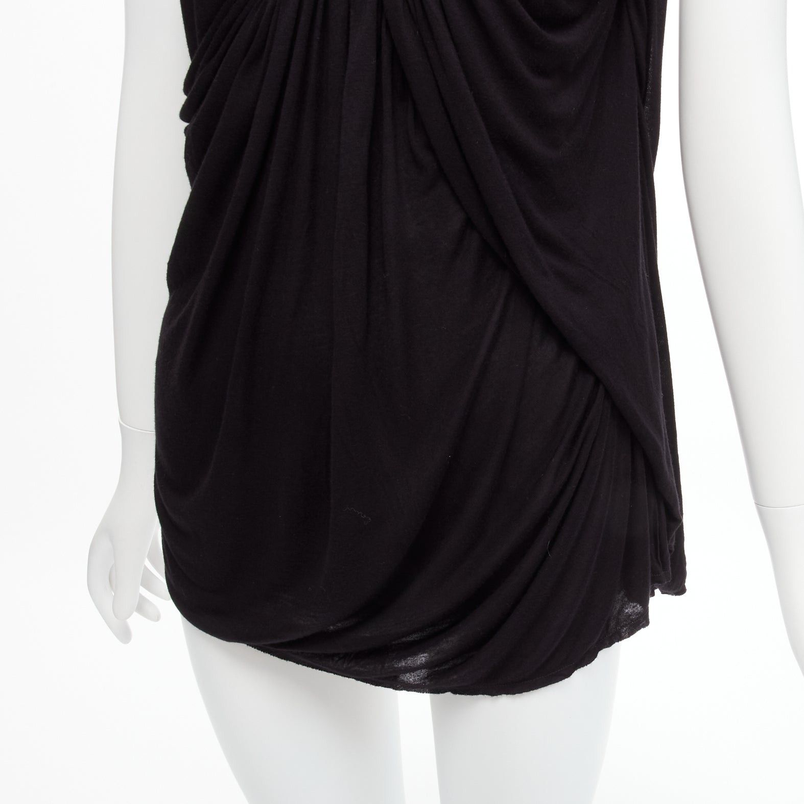 Lanvin LANVIN black asymmetric draped bust scoop neck sleeveless tank top FR32 XXS Size XS / US 0-2 / IT 36-38 - 7 Thumbnail