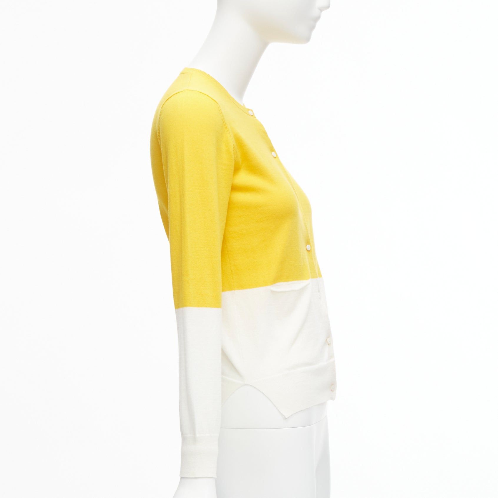 Stella McCartney STELLA MCCARTNEY yellow white colorblock cotton pocketed cardigan sweater 12y Size XS / US 0-2 / IT 36-38 - 5 Thumbnail