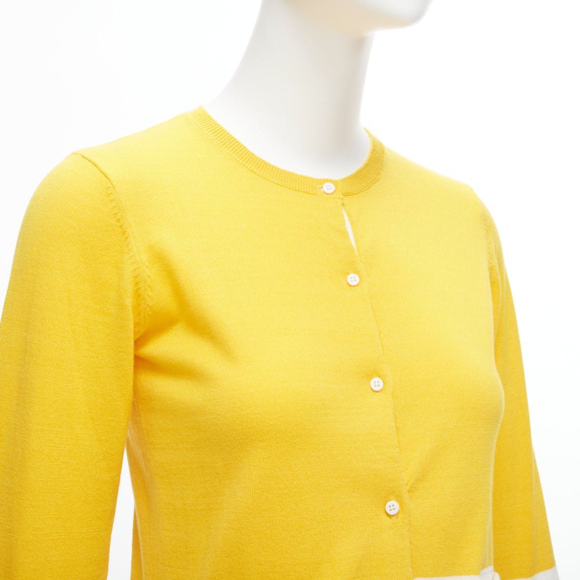 Stella McCartney STELLA MCCARTNEY yellow white colorblock cotton pocketed cardigan sweater 12y Size XS / US 0-2 / IT 36-38 - 8 Thumbnail