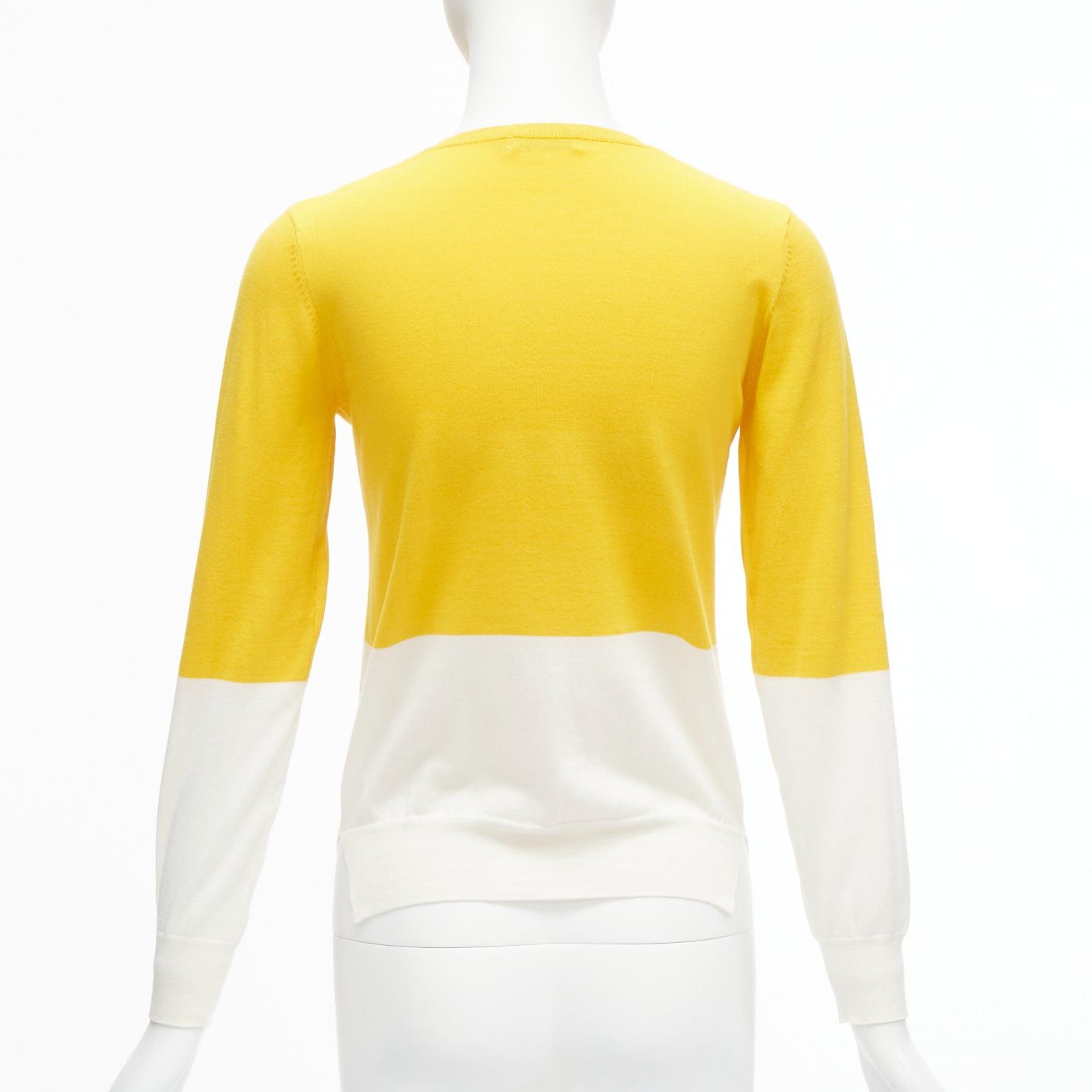 Stella McCartney STELLA MCCARTNEY yellow white colorblock cotton pocketed cardigan sweater 12y Size XS / US 0-2 / IT 36-38 - 6 Thumbnail