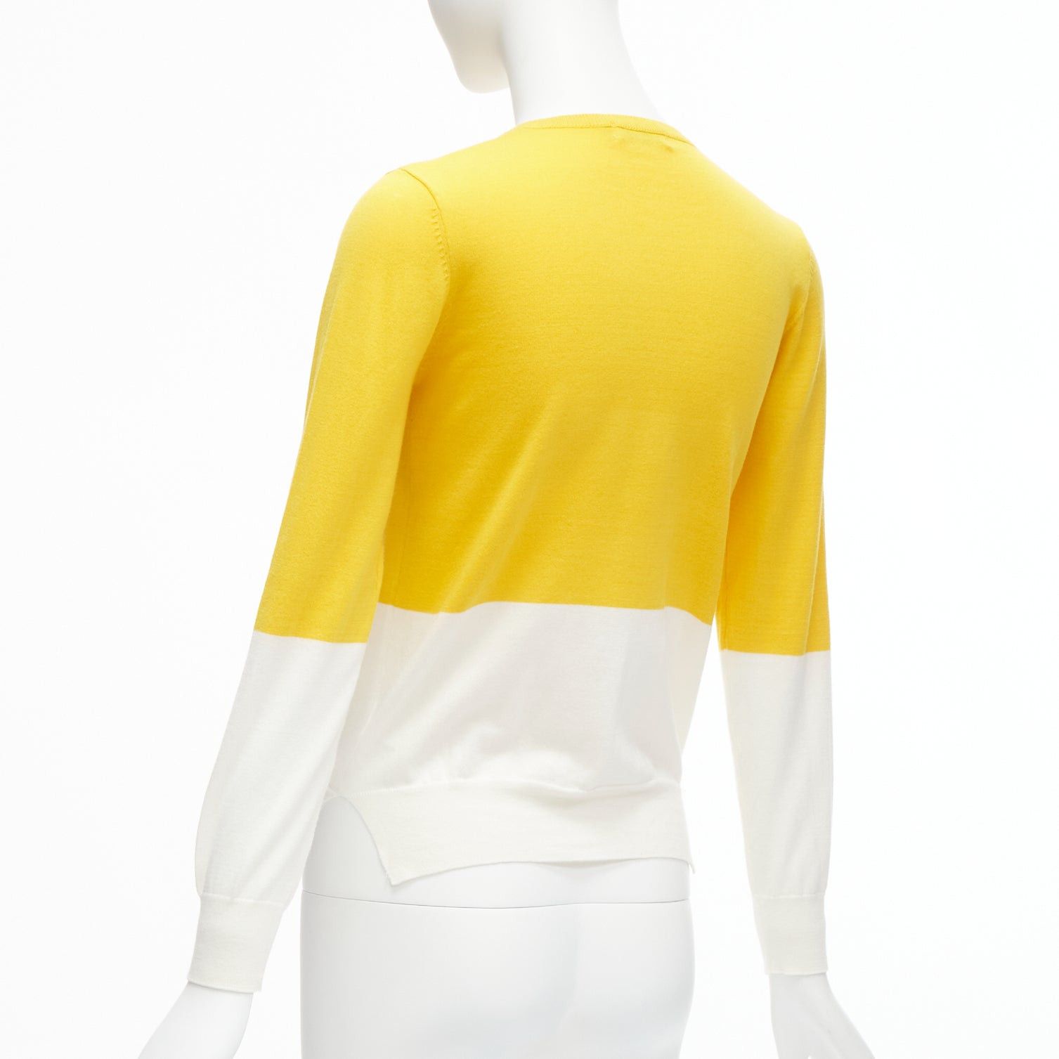 Stella McCartney STELLA MCCARTNEY yellow white colorblock cotton pocketed cardigan sweater 12y Size XS / US 0-2 / IT 36-38 - 7 Thumbnail
