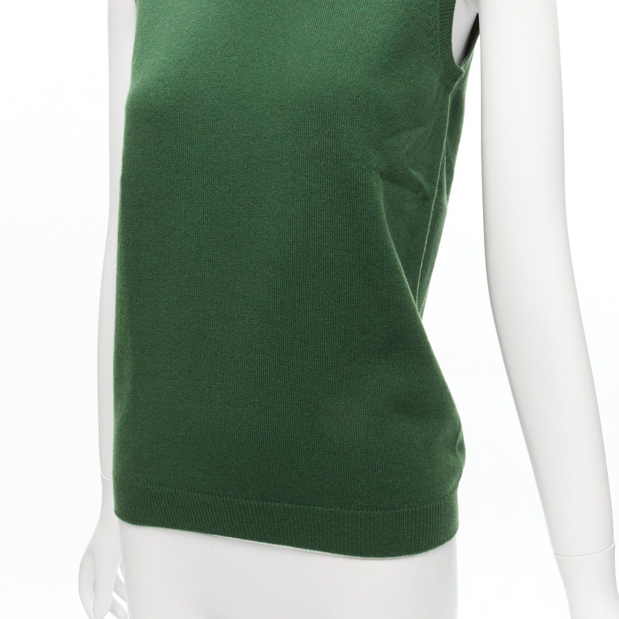Jil Sander JIL SANDER 100% cashmere forest green crew neck sleeveless sweater vest FR34 XS Size XS / US 0-2 / IT 36-38 - 7 Thumbnail