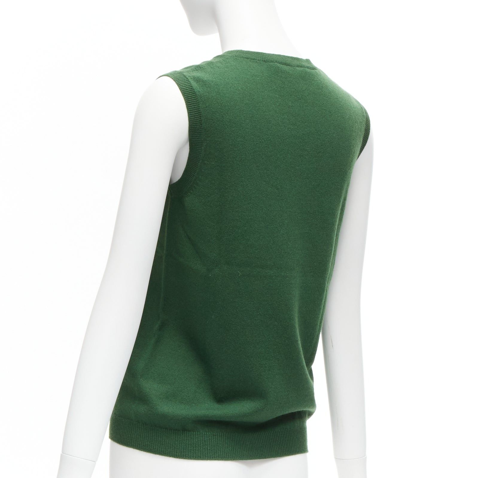 Jil Sander JIL SANDER 100% cashmere forest green crew neck sleeveless sweater vest FR34 XS Size XS / US 0-2 / IT 36-38 - 6 Thumbnail