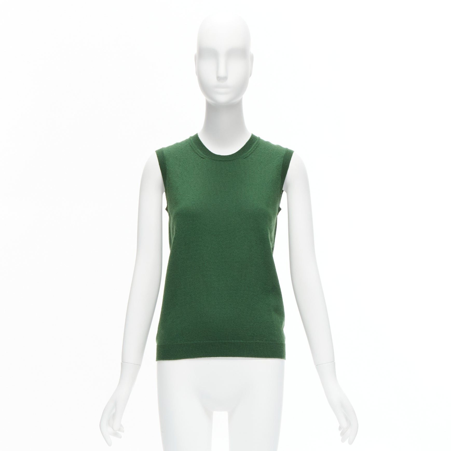 Jil Sander JIL SANDER 100% cashmere forest green crew neck sleeveless sweater vest FR34 XS Size XS / US 0-2 / IT 36-38 - 9 Thumbnail