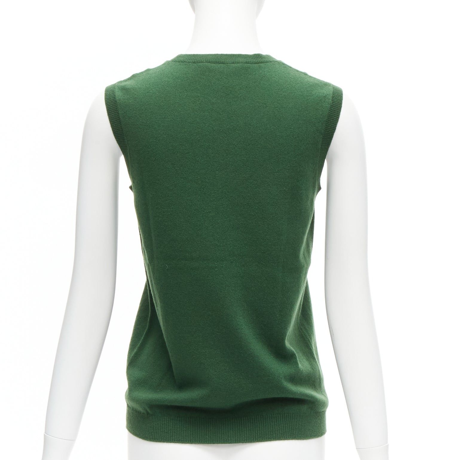 Jil Sander JIL SANDER 100% cashmere forest green crew neck sleeveless sweater vest FR34 XS Size XS / US 0-2 / IT 36-38 - 5 Thumbnail