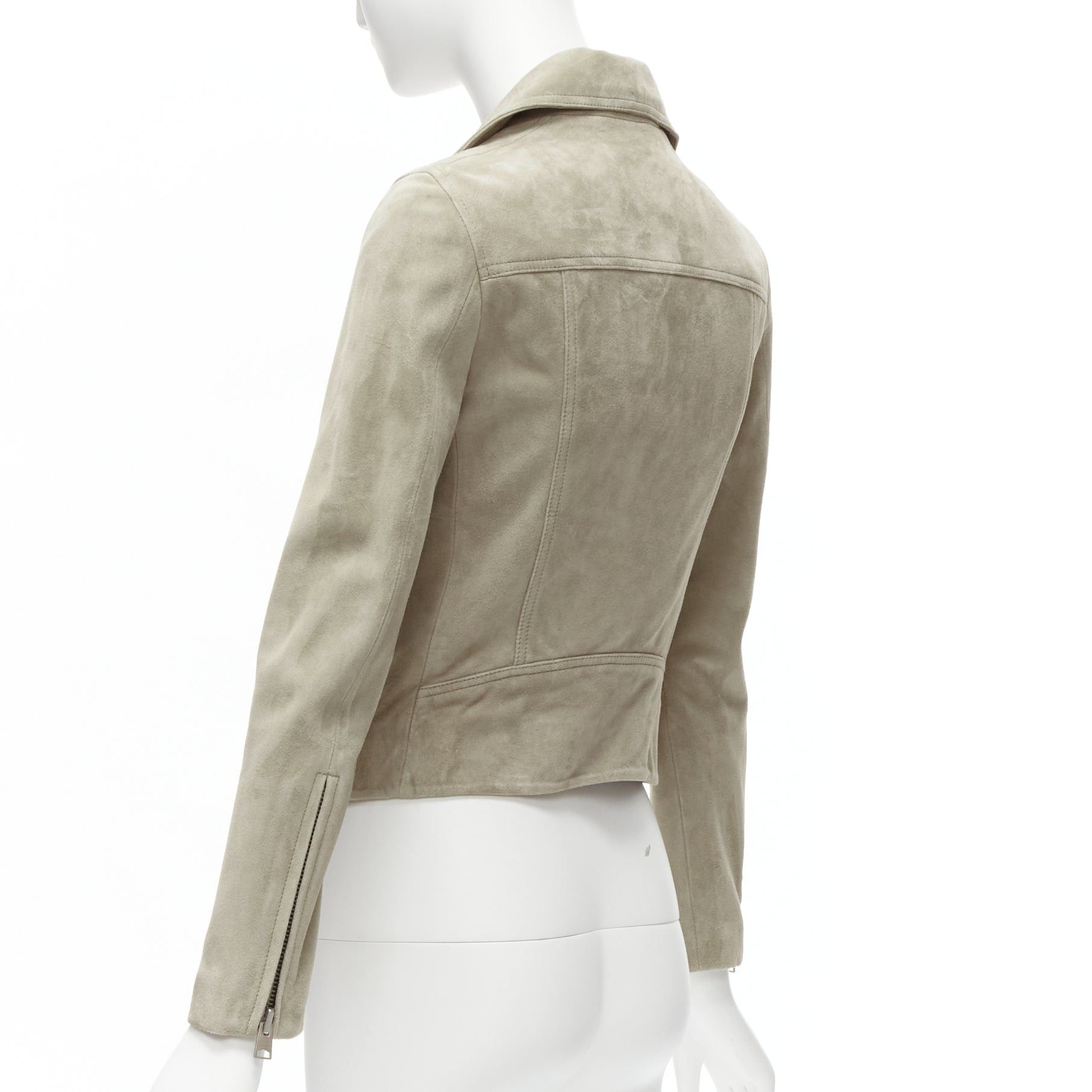 Allsaints ALL SAINTS Dalby grey goat suede leather silver hardware classic biker jacket UK6 XS Size XS / US 0-2 / IT 36-38 - 7 Thumbnail
