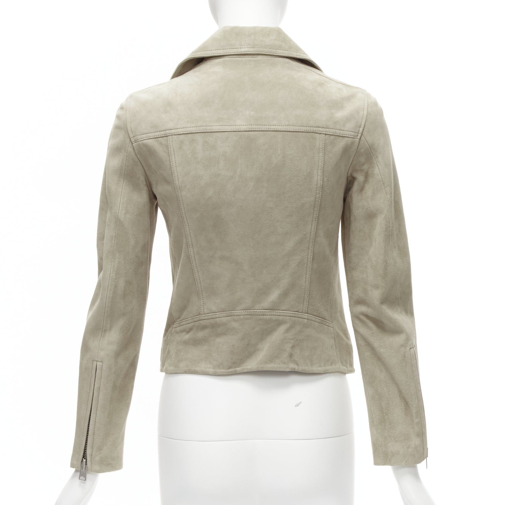 Allsaints ALL SAINTS Dalby grey goat suede leather silver hardware classic biker jacket UK6 XS Size XS / US 0-2 / IT 36-38 - 6 Thumbnail