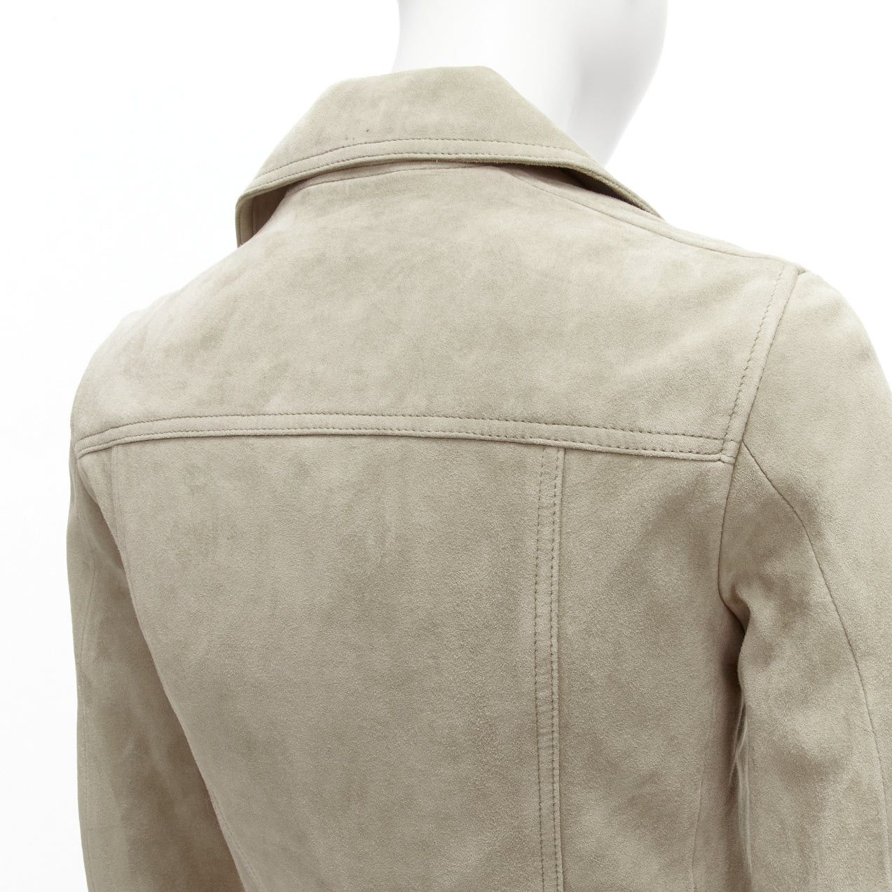 Allsaints ALL SAINTS Dalby grey goat suede leather silver hardware classic biker jacket UK6 XS Size XS / US 0-2 / IT 36-38 - 9 Thumbnail