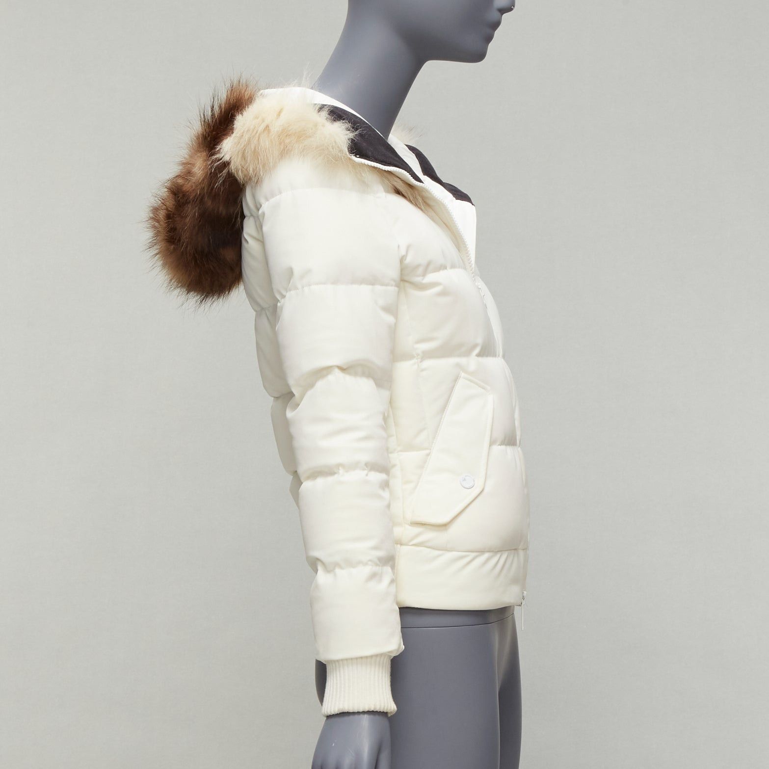 Other ROSSIGNOL ivory fur trim hood logo hooded down puffer jacket IT38 XS Size XS / US 0-2 / IT 36-38 - 5 Thumbnail