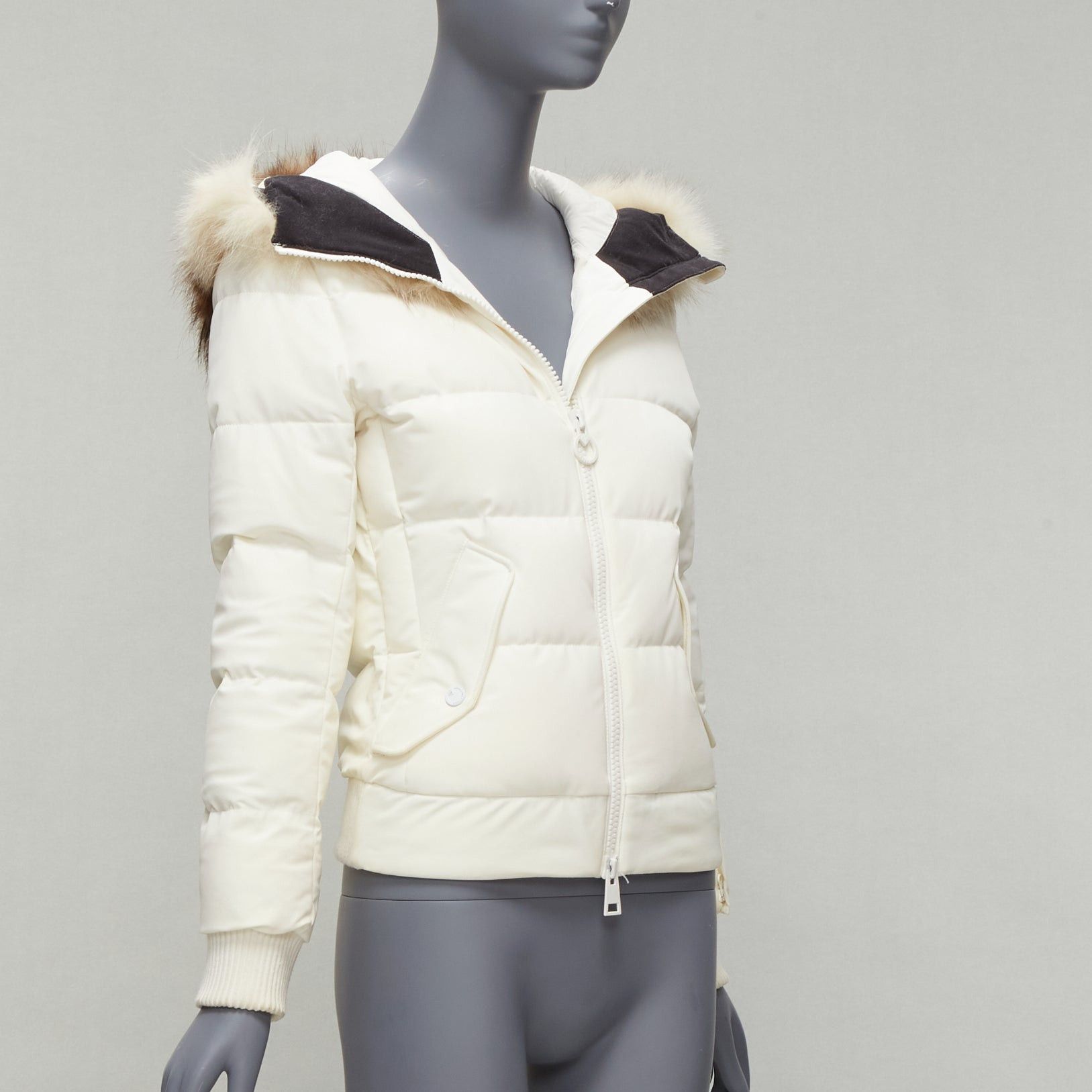 Other ROSSIGNOL ivory fur trim hood logo hooded down puffer jacket IT38 XS Size XS / US 0-2 / IT 36-38 - 4 Thumbnail
