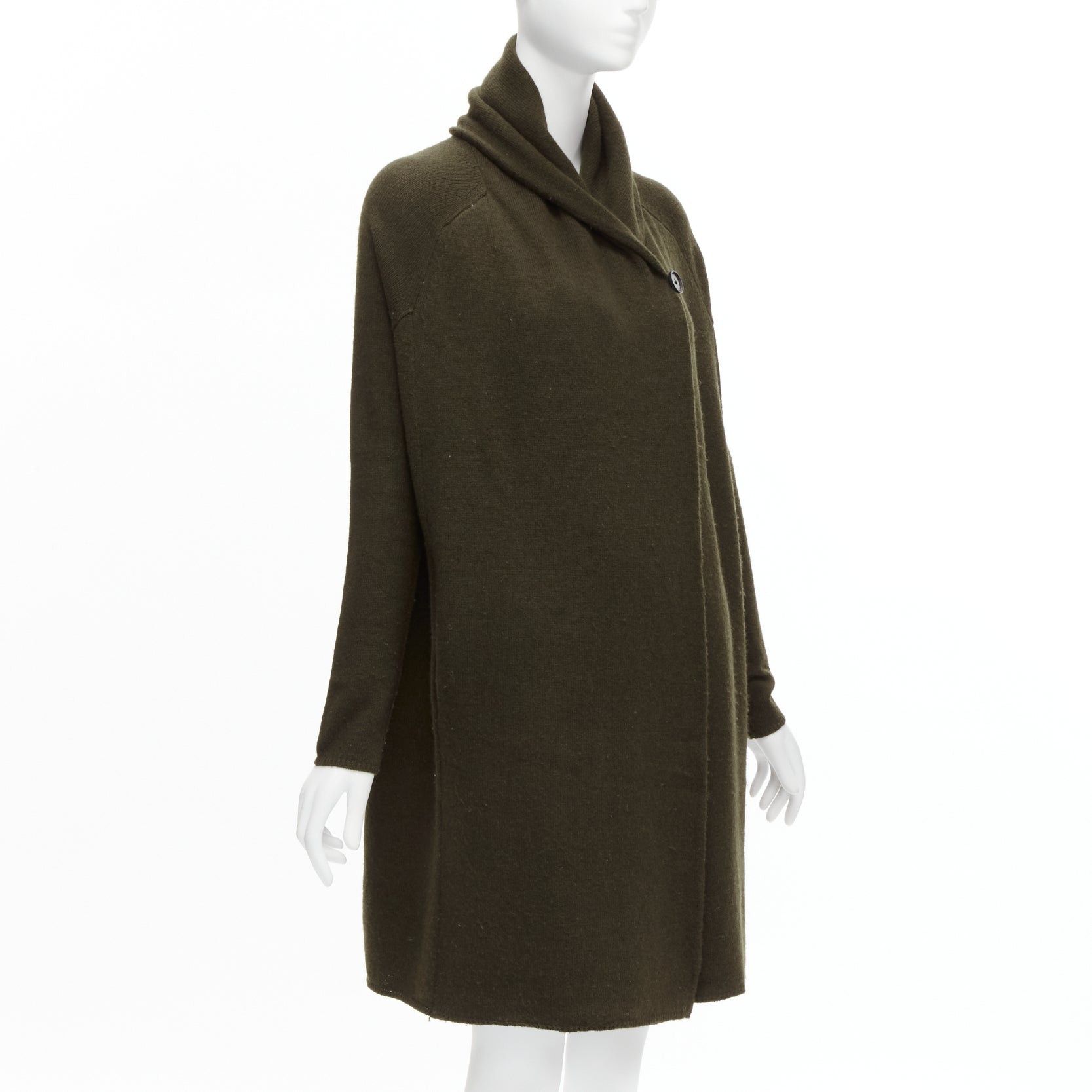 Vince VINCE army green yak wool shawl neck single button wrap cardigan coat XXS Size XS / US 0-2 / IT 36-38 - 4 Thumbnail