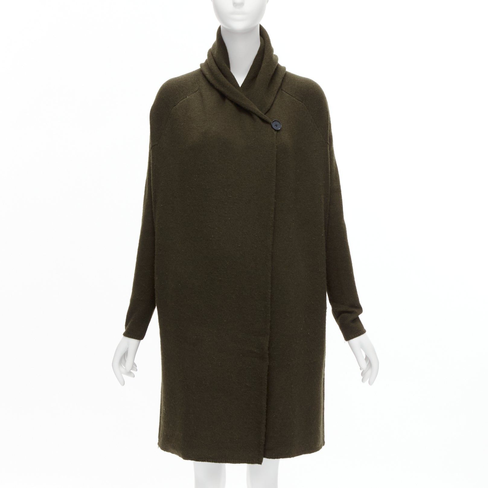 Vince VINCE army green yak wool shawl neck single button wrap cardigan coat XXS Size XS / US 0-2 / IT 36-38 - 3 Thumbnail