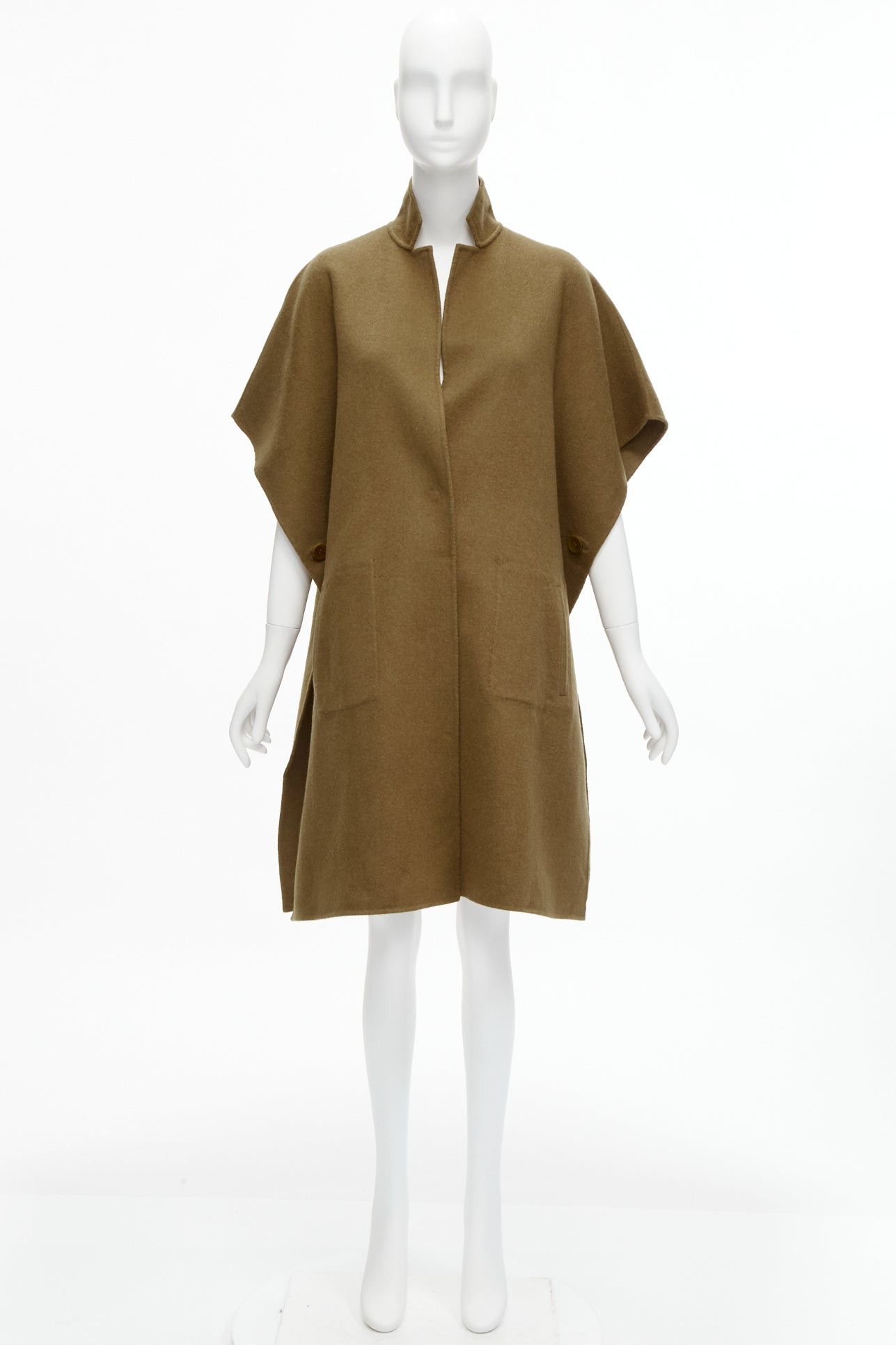 Tibi TIBI brown virgin wool angora cape sleeve high collar coat US0 XS Size XS / US 0-2 / IT 36-38 - 3 Thumbnail
