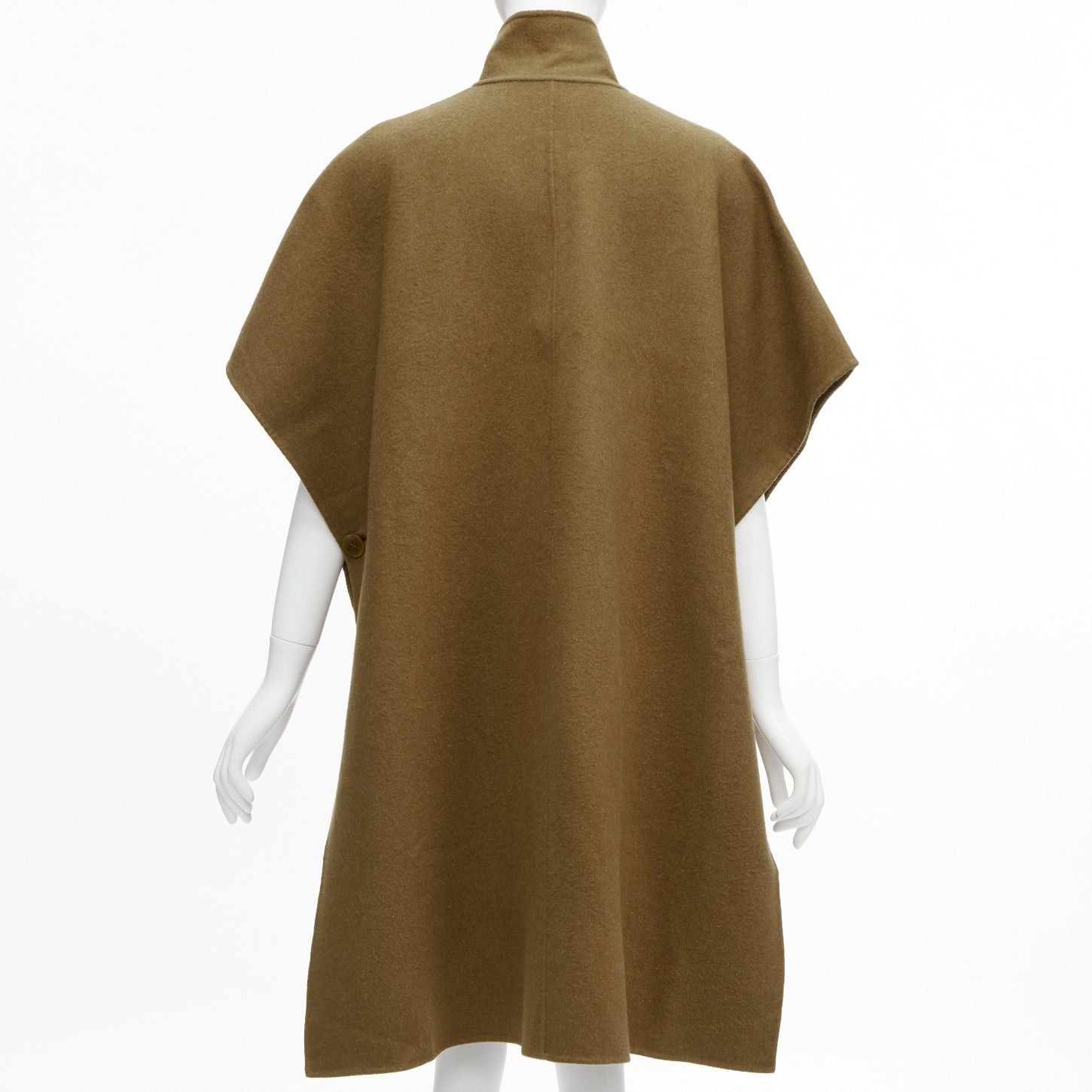 Tibi TIBI brown virgin wool angora cape sleeve high collar coat US0 XS Size XS / US 0-2 / IT 36-38 - 6 Thumbnail