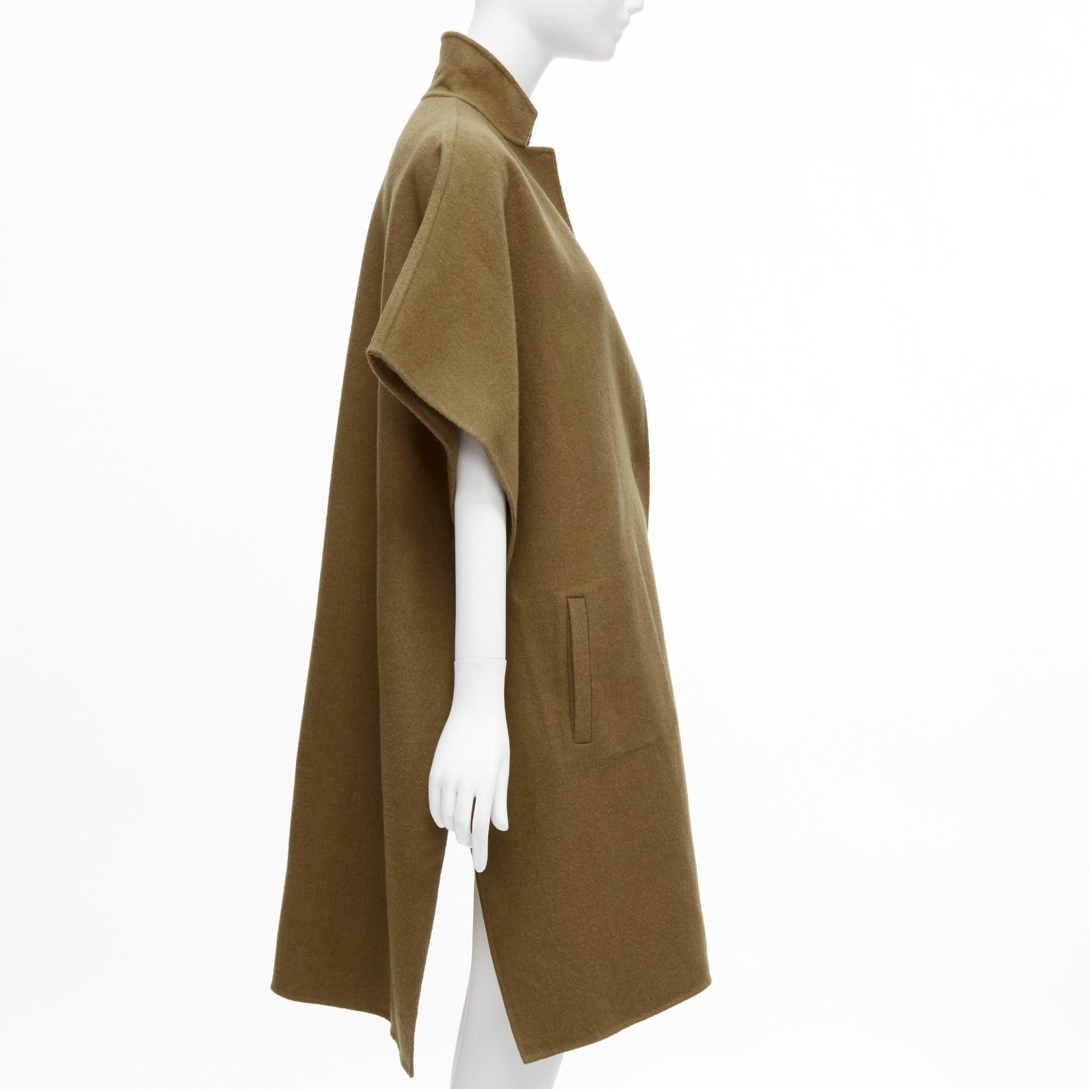 Tibi TIBI brown virgin wool angora cape sleeve high collar coat US0 XS Size XS / US 0-2 / IT 36-38 - 5 Thumbnail