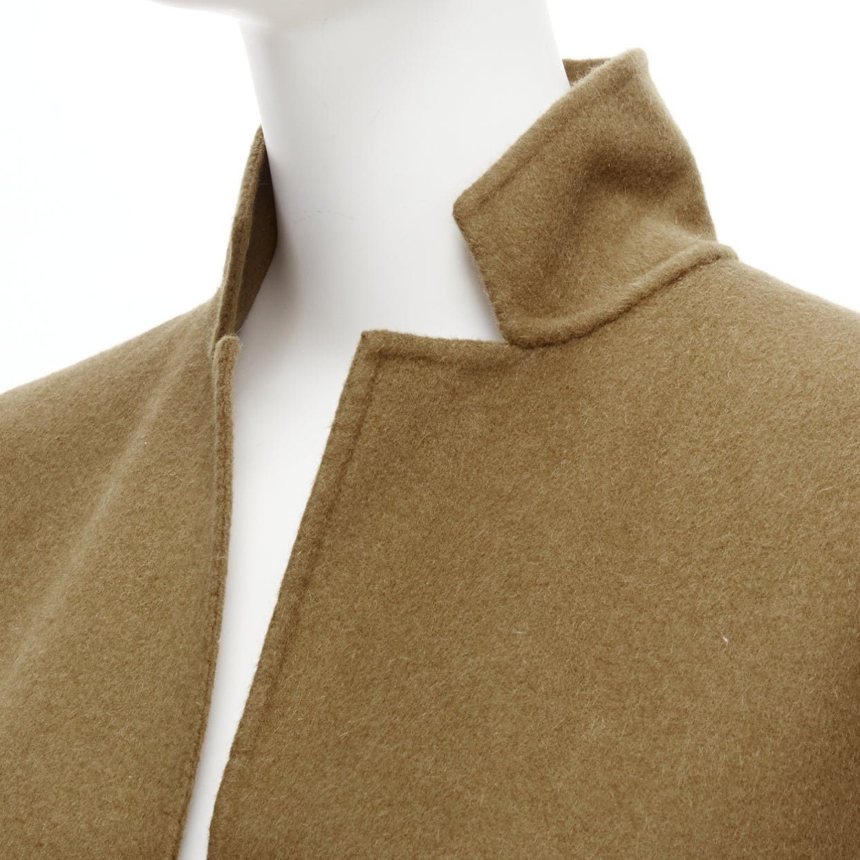 Tibi TIBI brown virgin wool angora cape sleeve high collar coat US0 XS Size XS / US 0-2 / IT 36-38 - 9 Thumbnail