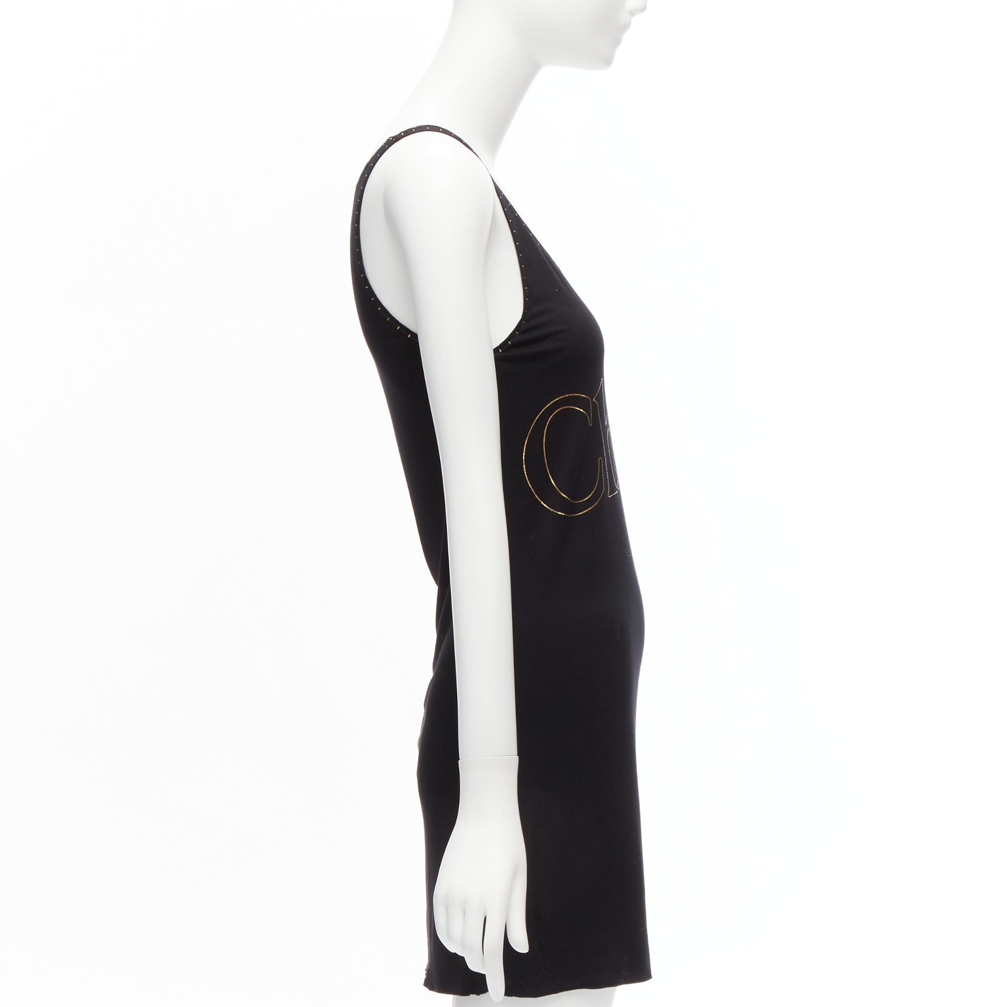 Chloe CHLOE gold foil logo black topstitch detail rock chic tank top dress S Size S / US 4 / IT 40 - 4 Thumbnail
