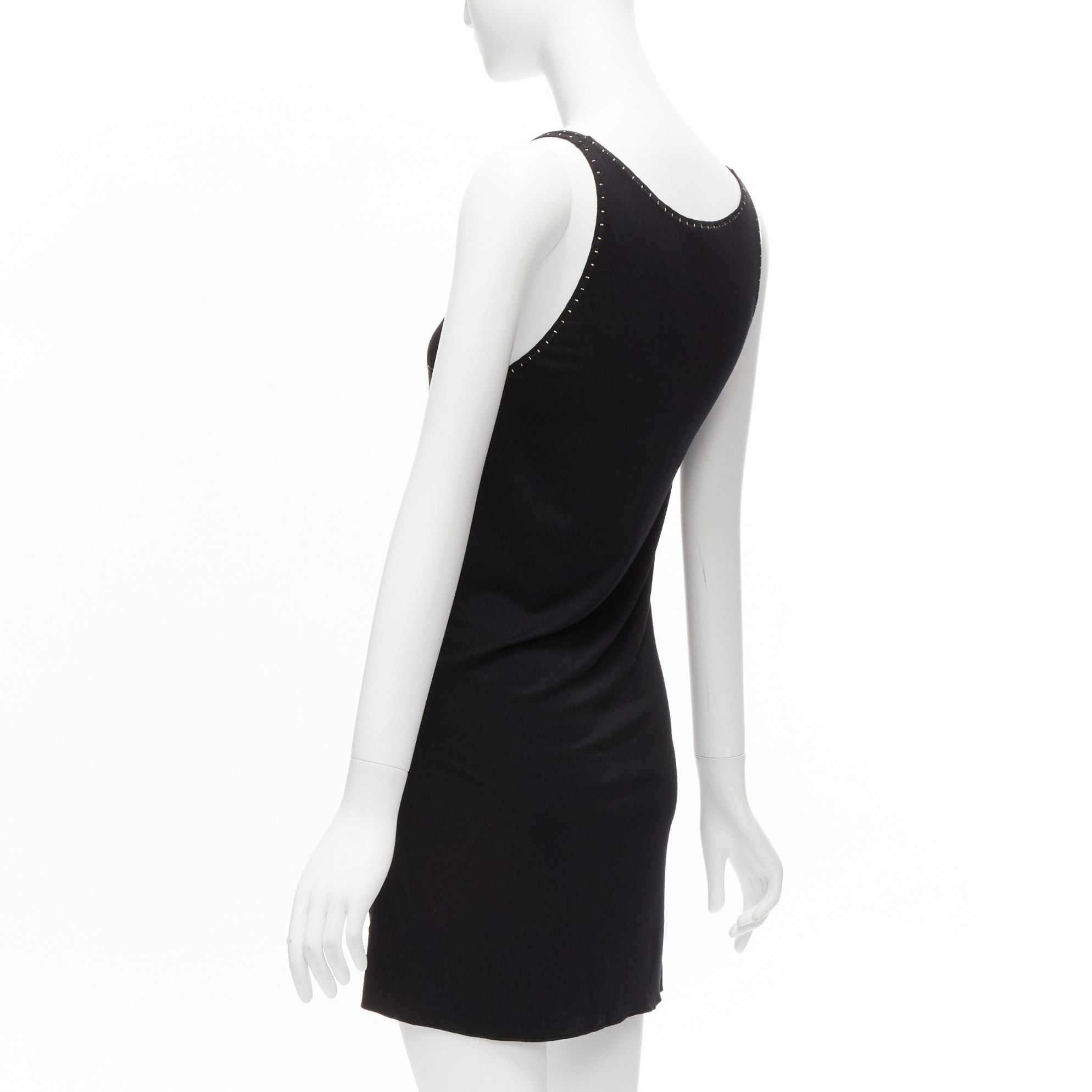 Chloe CHLOE gold foil logo black topstitch detail rock chic tank top dress S Size S / US 4 / IT 40 - 6 Thumbnail