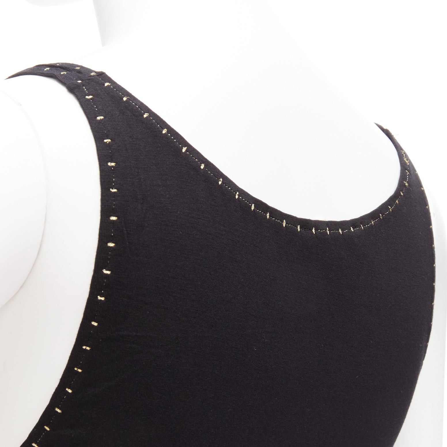 Chloe CHLOE gold foil logo black topstitch detail rock chic tank top dress S Size S / US 4 / IT 40 - 8 Thumbnail