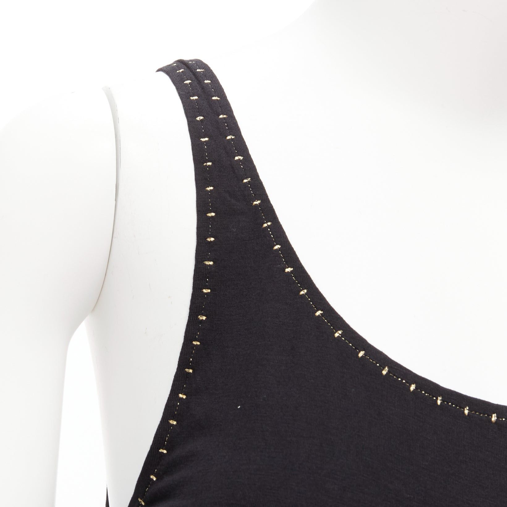 Chloe CHLOE gold foil logo black topstitch detail rock chic tank top dress S Size S / US 4 / IT 40 - 7 Thumbnail