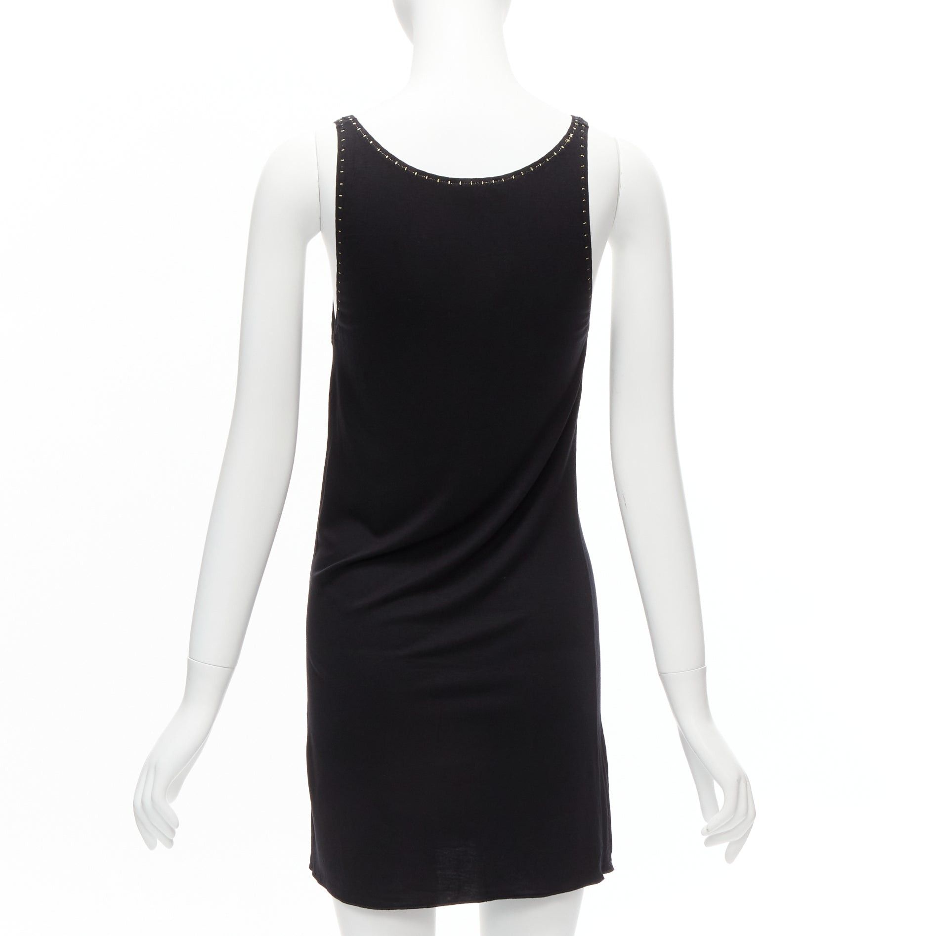 Chloe CHLOE gold foil logo black topstitch detail rock chic tank top dress S Size S / US 4 / IT 40 - 5 Thumbnail