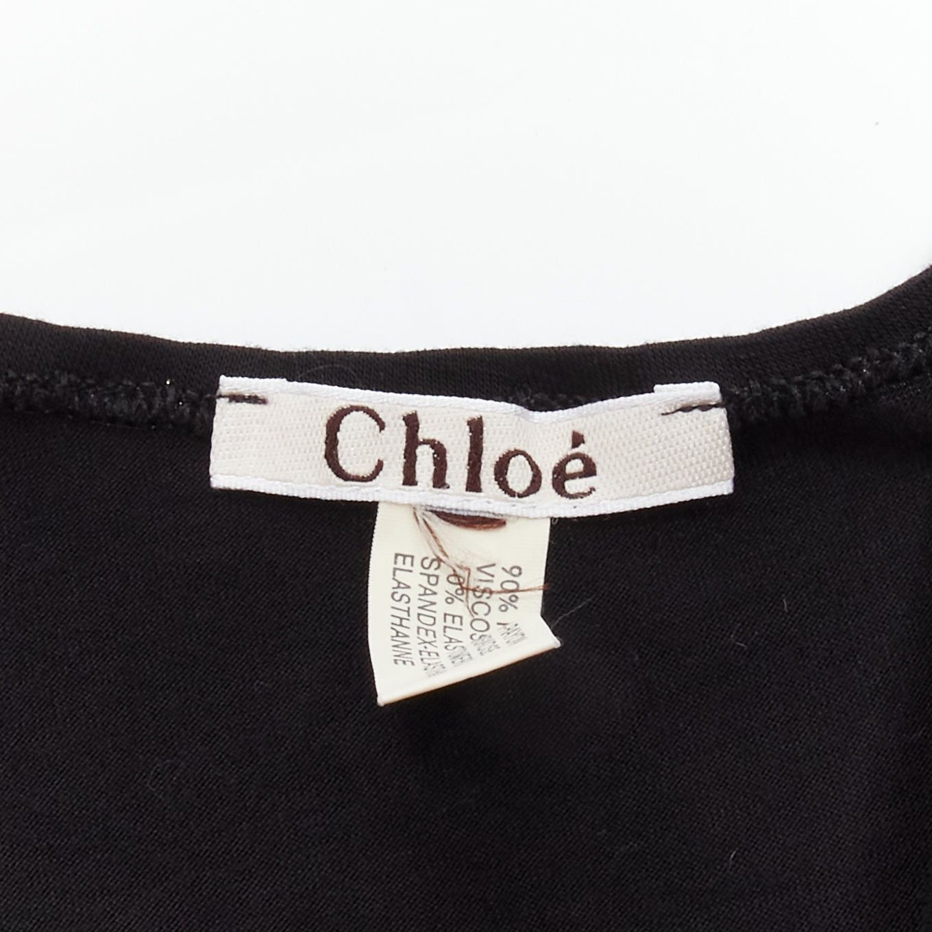Chloe CHLOE gold foil logo black topstitch detail rock chic tank top dress S Size S / US 4 / IT 40 - 9 Thumbnail
