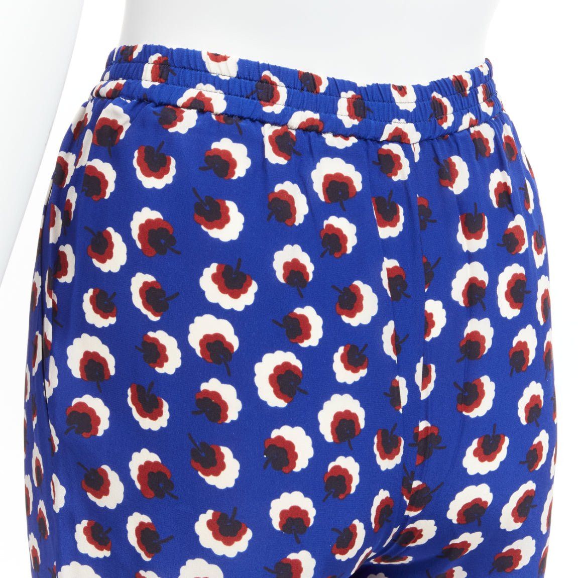 Stella McCartney STELLA MCCARTNEY 2014 blue floral print 100% silk elasticated waist cropped harem pants IT36 XXS Size 25" / US 0 / IT 36 - 7 Thumbnail