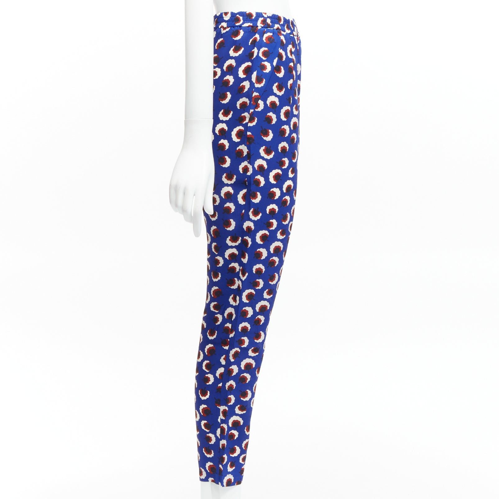 Stella McCartney STELLA MCCARTNEY 2014 blue floral print 100% silk elasticated waist cropped harem pants IT36 XXS Size 25" / US 0 / IT 36 - 4 Thumbnail
