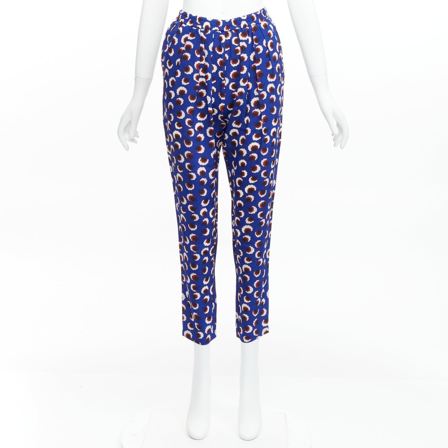 Stella McCartney STELLA MCCARTNEY 2014 blue floral print 100% silk elasticated waist cropped harem pants IT36 XXS Size 25" / US 0 / IT 36 - 10 Thumbnail
