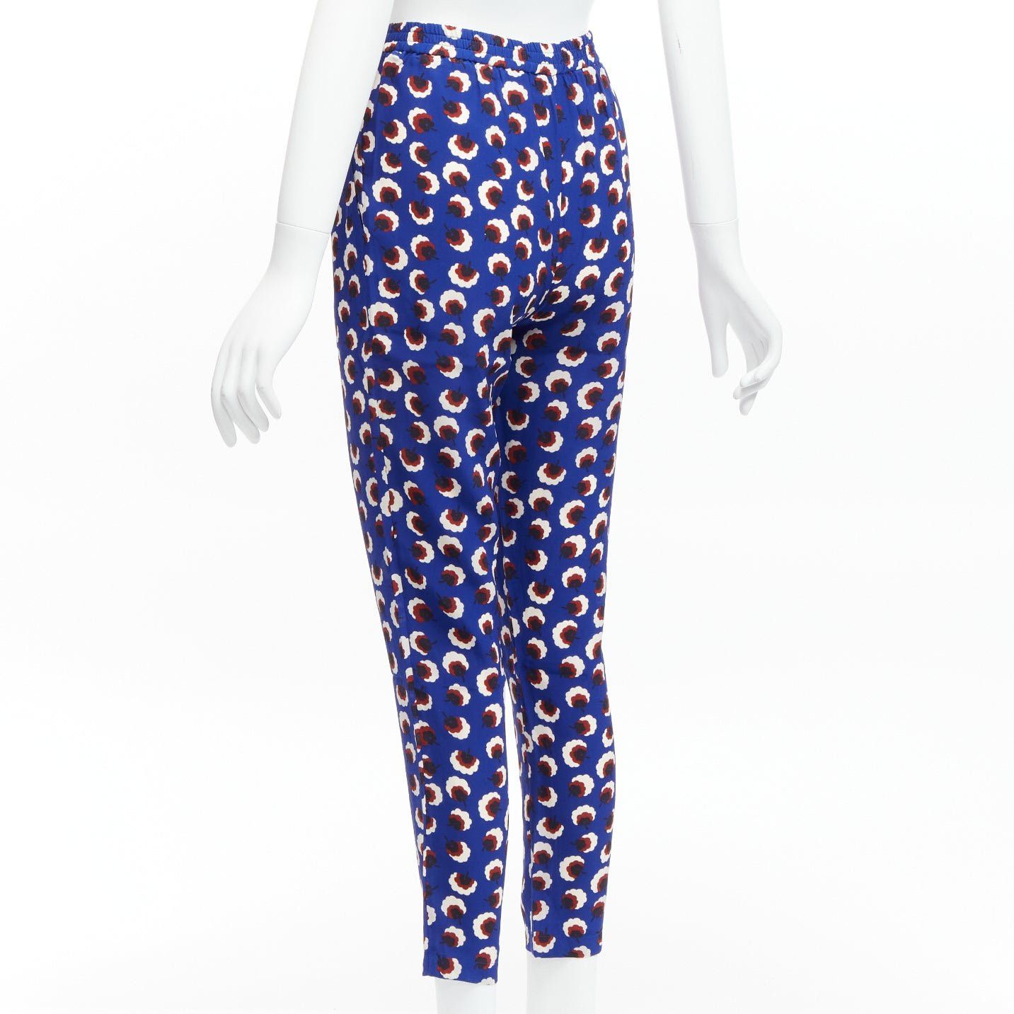 Stella McCartney STELLA MCCARTNEY 2014 blue floral print 100% silk elasticated waist cropped harem pants IT36 XXS Size 25" / US 0 / IT 36 - 6 Thumbnail
