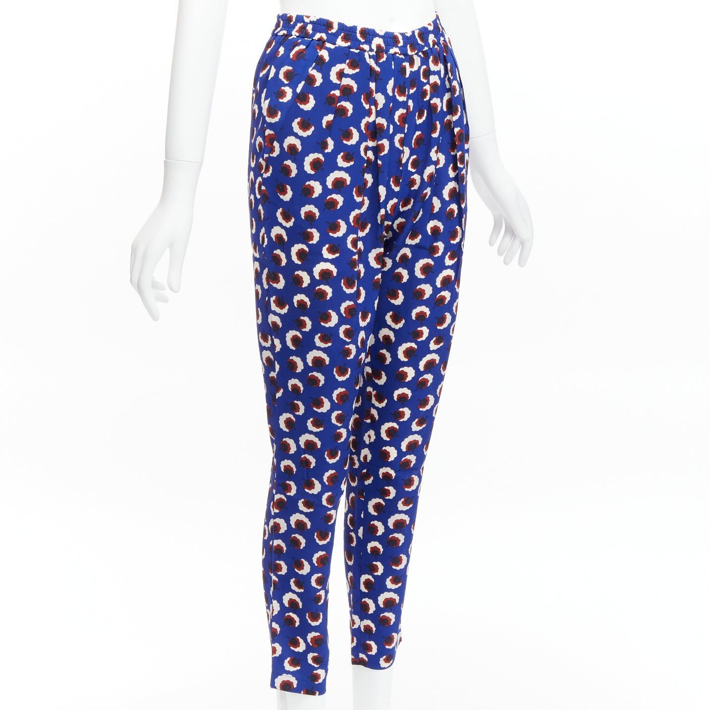 Stella McCartney STELLA MCCARTNEY 2014 blue floral print 100% silk elasticated waist cropped harem pants IT36 XXS Size 25" / US 0 / IT 36 - 3 Thumbnail