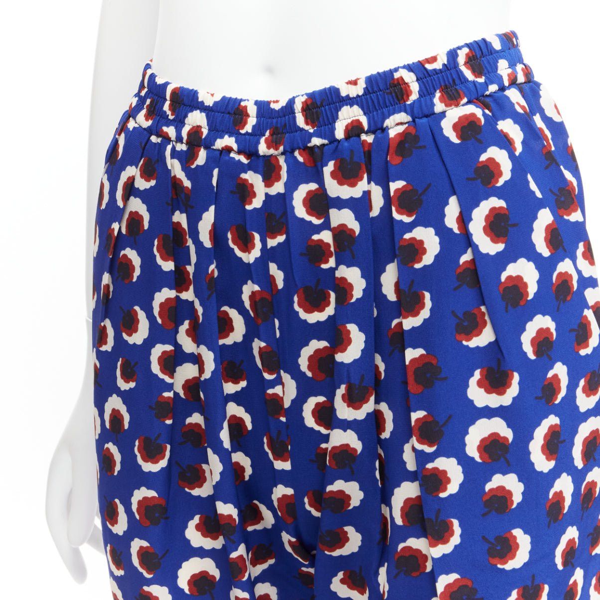 Stella McCartney STELLA MCCARTNEY 2014 blue floral print 100% silk elasticated waist cropped harem pants IT36 XXS Size 25" / US 0 / IT 36 - 2 Thumbnail