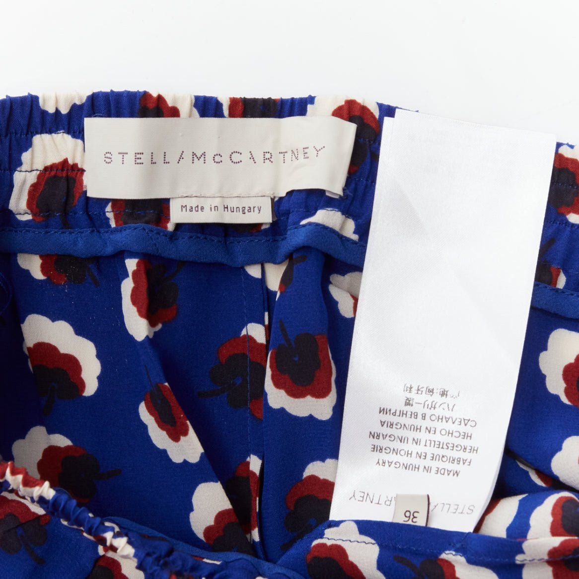 Stella McCartney STELLA MCCARTNEY 2014 blue floral print 100% silk elasticated waist cropped harem pants IT36 XXS Size 25" / US 0 / IT 36 - 9 Thumbnail